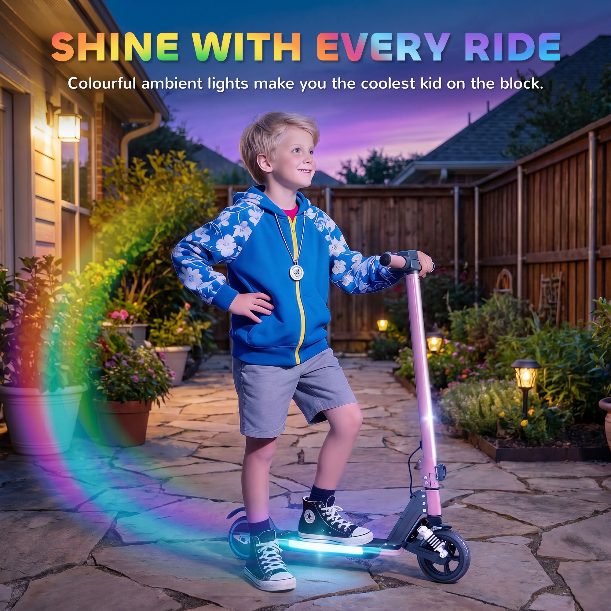 SPORTNOW Folding Electric Scooter for Kids Age 6-14 with Dual Brakes, Front Suspension, LED Colourful Lights and Display, 6.8kg Lightweight Aluminium E Scooter, Up to 14 KM/H & 6 KM, Pink