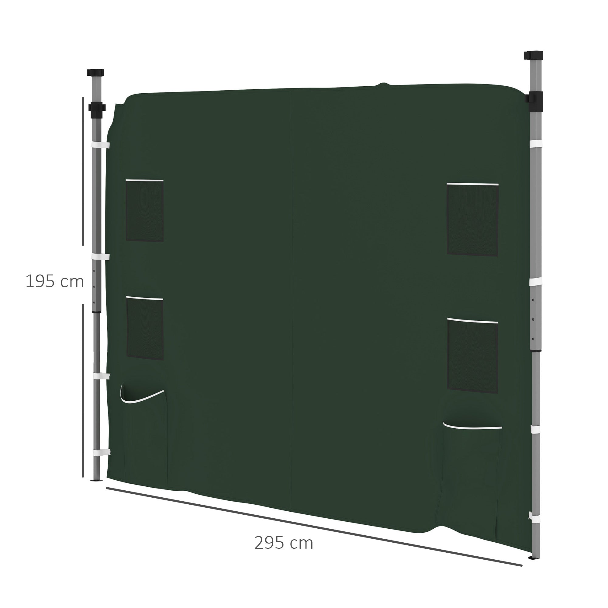 Outsunny 195 x 295cm Replacement Gazebo Sidewall - Green - North Peak Garden Furniture