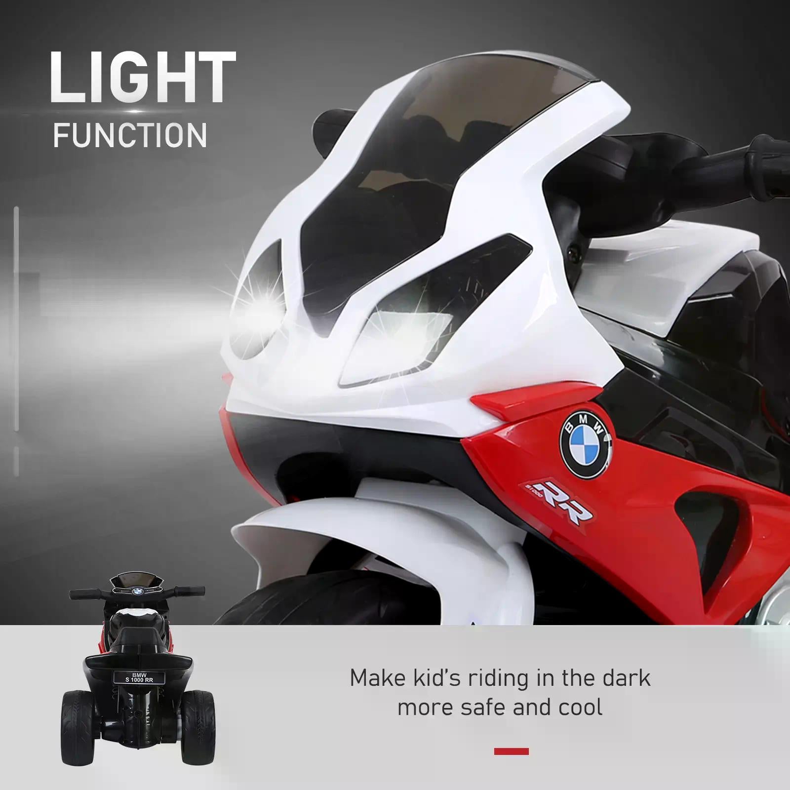 HOMCOM Electric Motorbike for Kids Ride on BMW Motorbike W/Headlights and Music, 6 V-Red - North Peak Garden Furniture