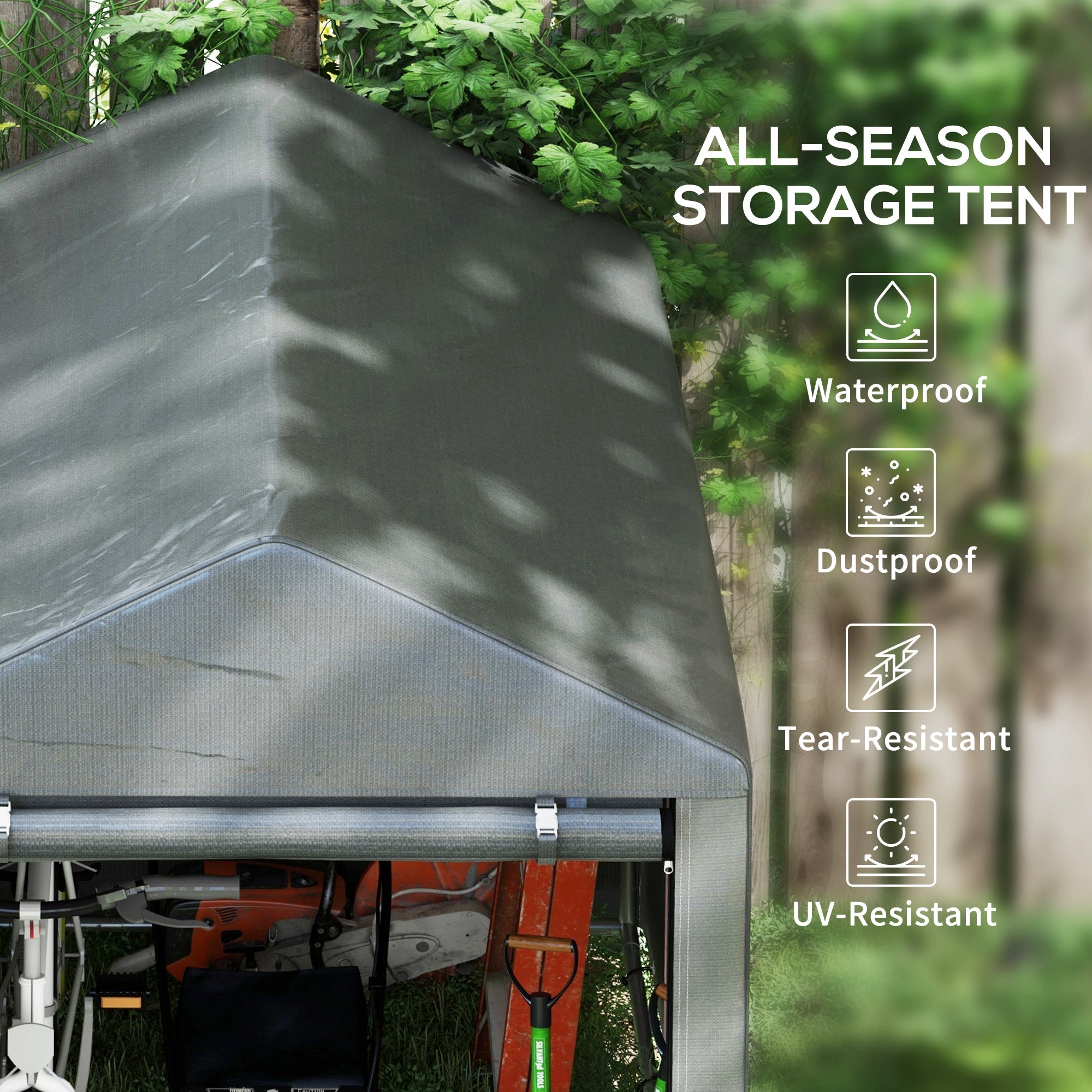 Outsunny 179 x 120cm Temporary Garden Shed, with Accessories - Dark Grey - North Peak Garden Furniture
