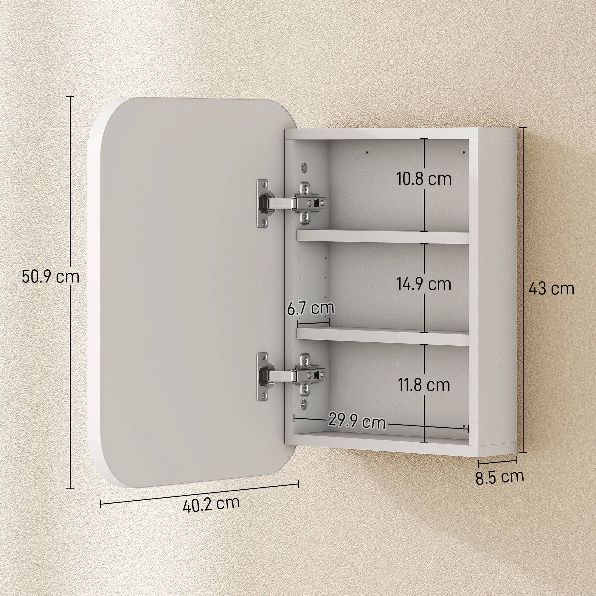 HOMCOM Bathroom Medicine Cabinet with Mirror, Bathroom Wall Cabinet with Adjustable Shelves, Soft Close Hinges, White