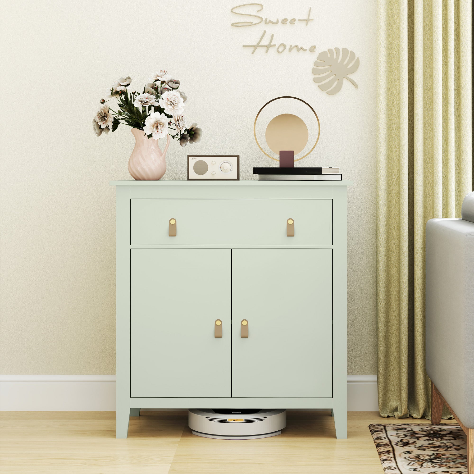 HOMCOM Farmhouse Style Sideboard - Light Green - North Peak Garden Furniture