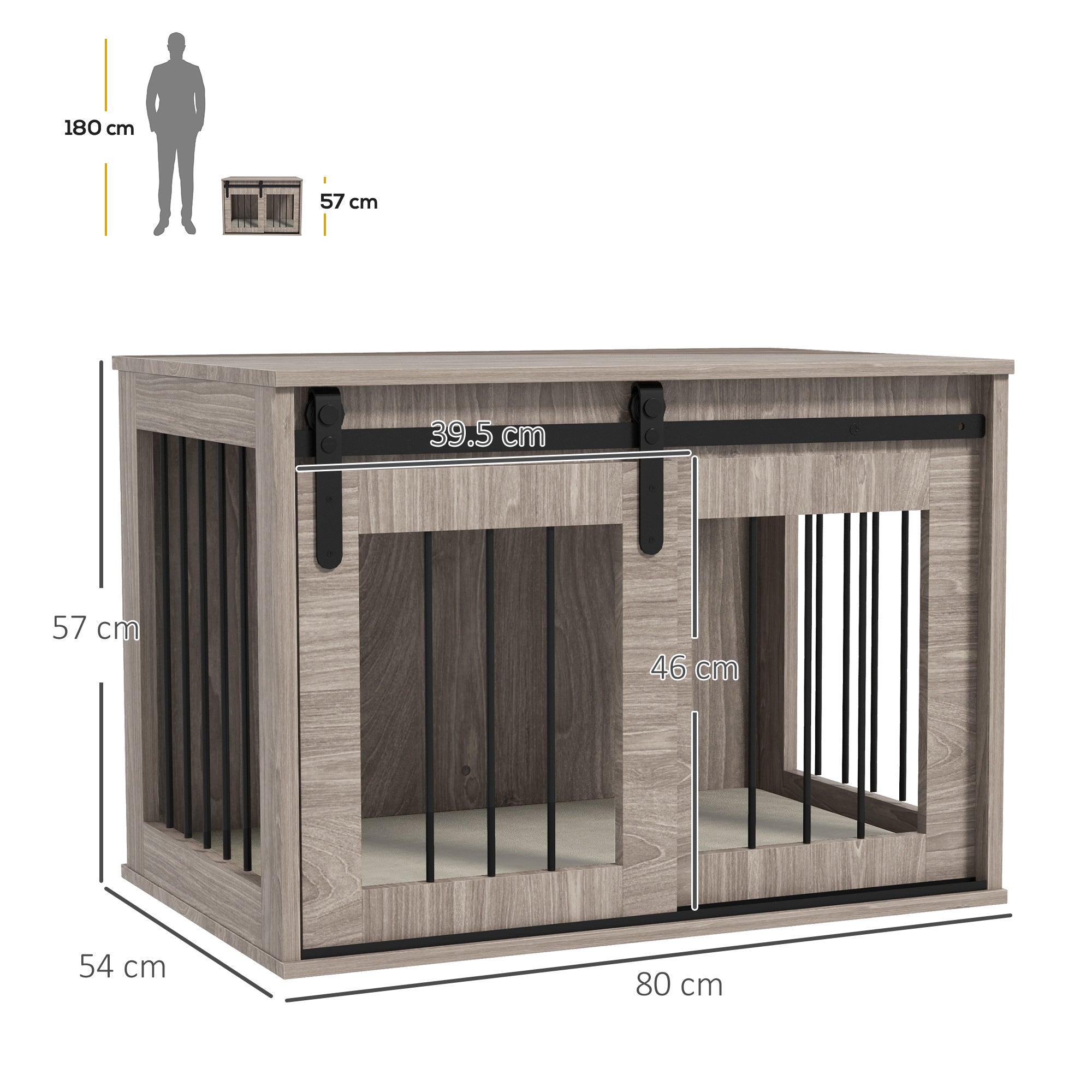 PawHut Dog Crate Furniture with Removable Cushion for Medium Dogs, 80 x 54 x 57cm - Brown - North Peak Garden Furniture