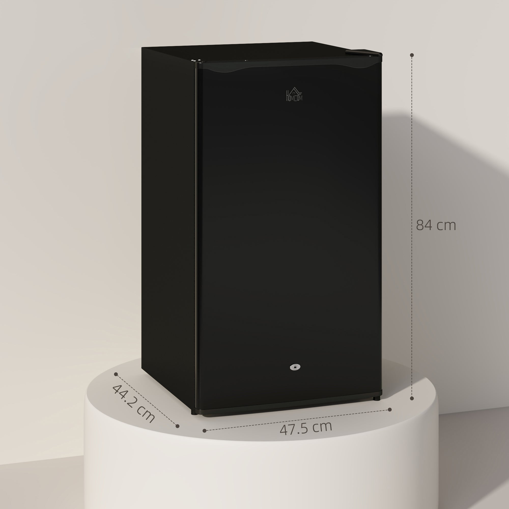 HOMCOM 91L Freestanding Under-Counter Fridge with Lock - Black - North Peak Garden Furniture