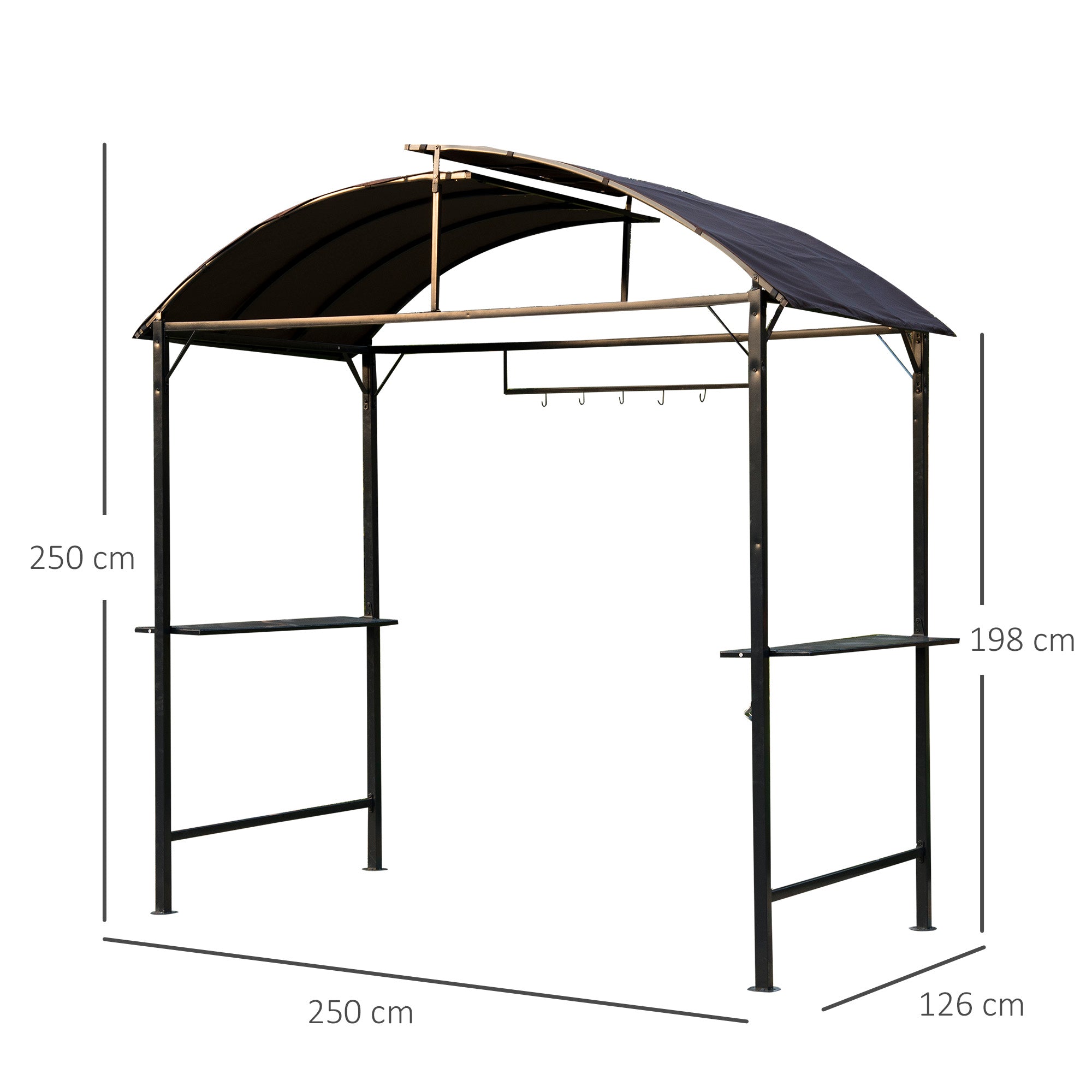 Outsunny Metal Smoking Gazebo Marquee Garden Patio BBQ Tent Grill Canopy Awning Shelter - Coffee - North Peak Garden Furniture