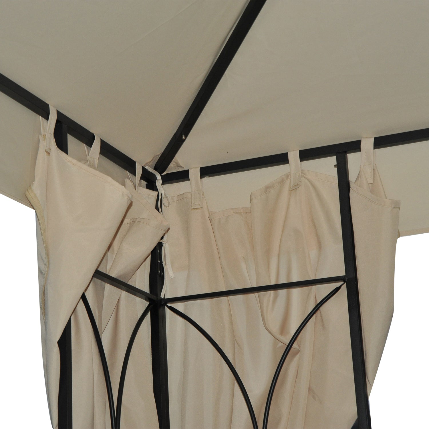 Outsunny 3 x 3 m Garden Gazebo Double Roof Marquee Patio Wedding Party Tent Canopy Shelter with Sidewalls, (Beige) - North Peak Garden Furniture
