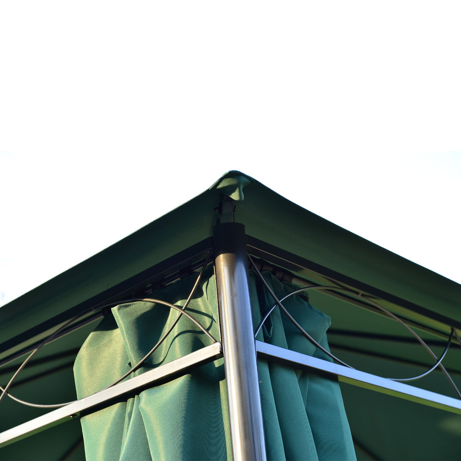 Outsunny 3(m) x 3(m) Metal Garden Gazebo Marquee Party Tent Patio Canopy Pavilion + Sidewalls - Green - North Peak Garden Furniture