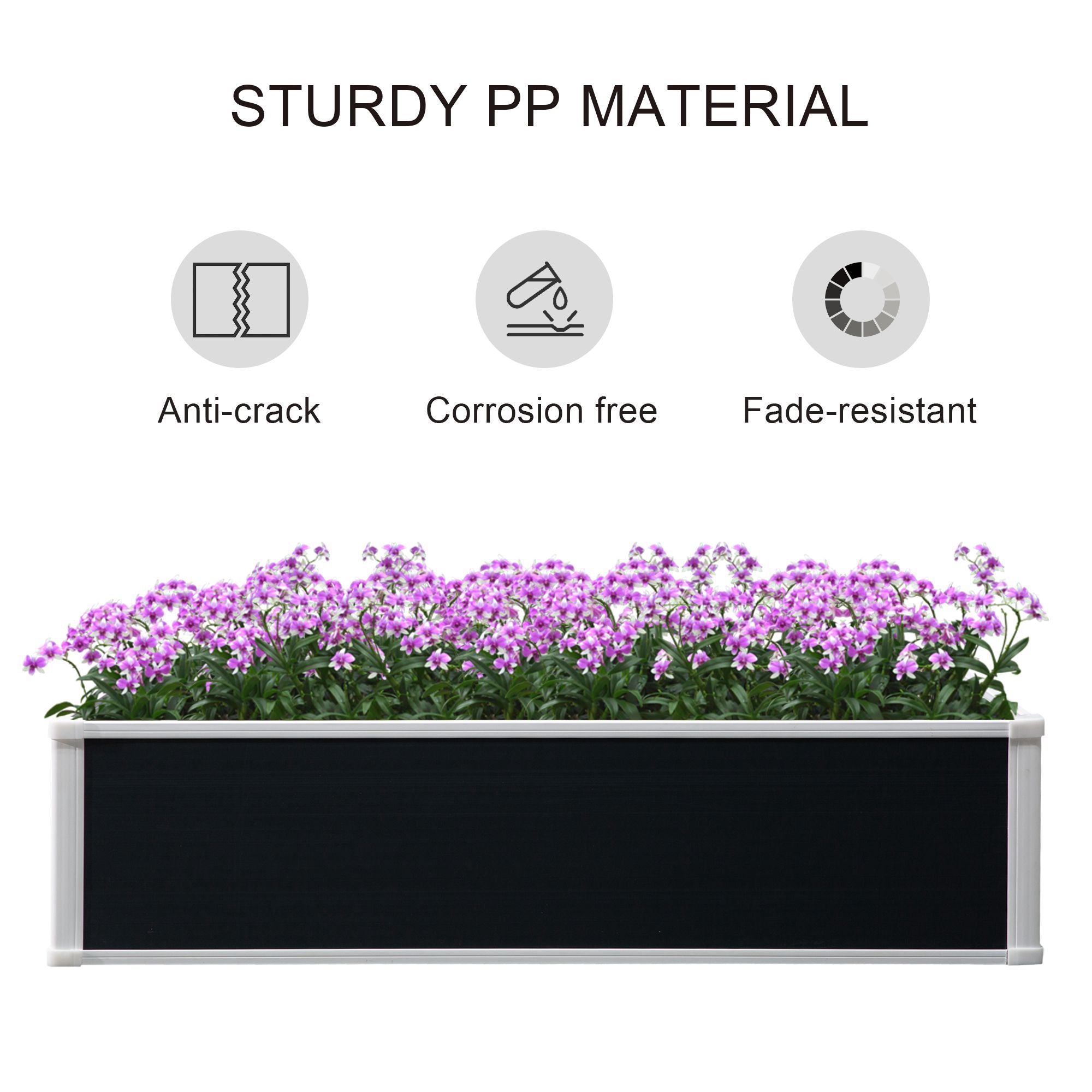 Outsunny 302L Raised Garden Bed, Weather-resistant PP Planter Box Containers for Outdoor Patio Plant Flower Vegetable, 120 x 90 x 30 cm - North Peak Garden Furniture