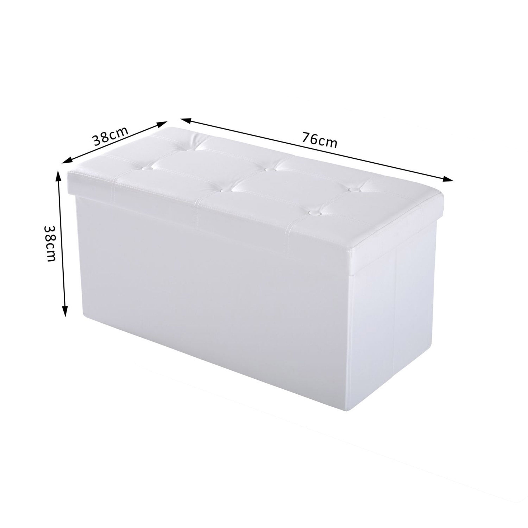 HOMCOM Folding Faux Leather Storage Cube Ottoman Bench Seat PU Rectangular Footrest Stool Box (Cream White) - North Peak Garden Furniture