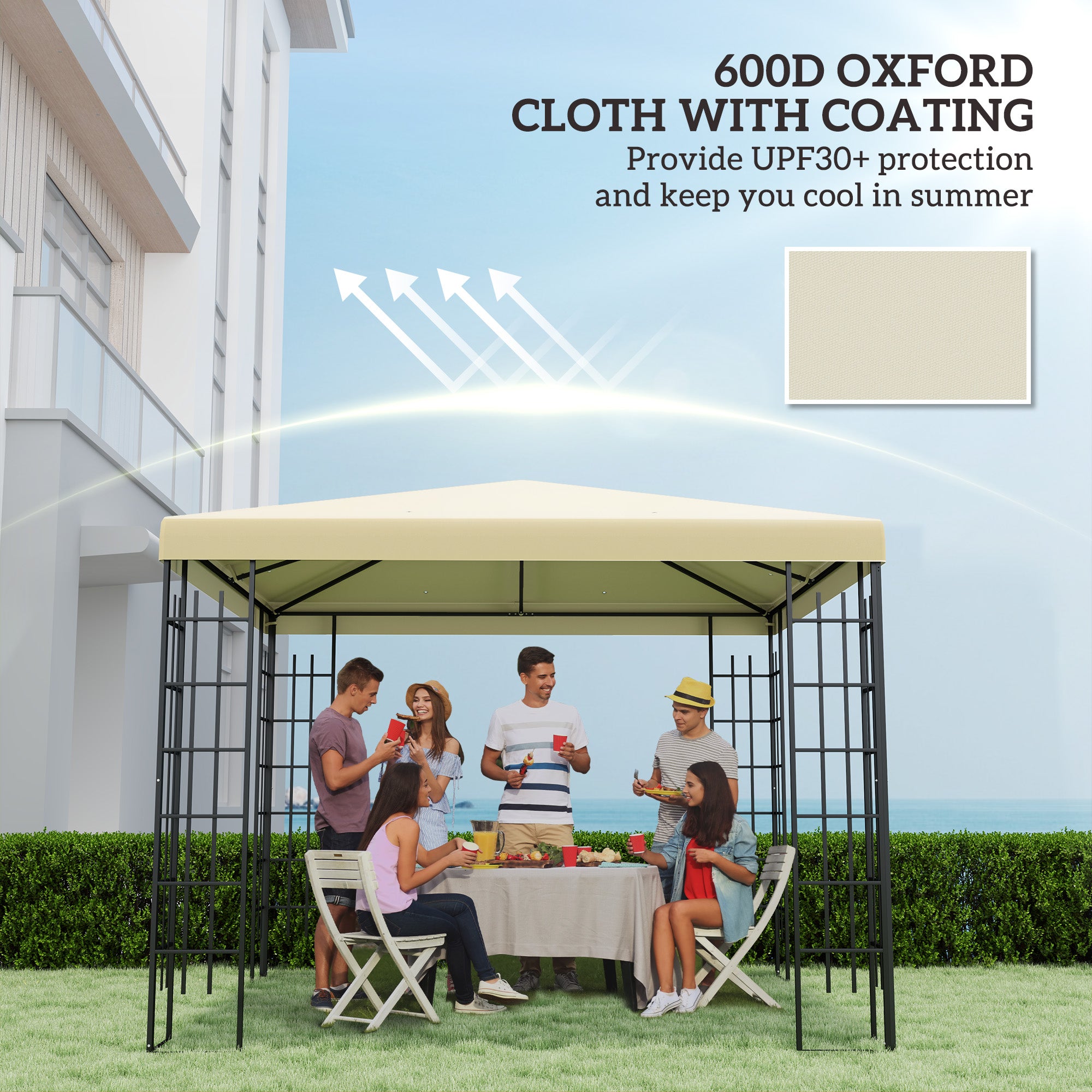 Outsunny 3 x 3(m) Gazebo Frame Replacement - Cream - North Peak Garden Furniture
