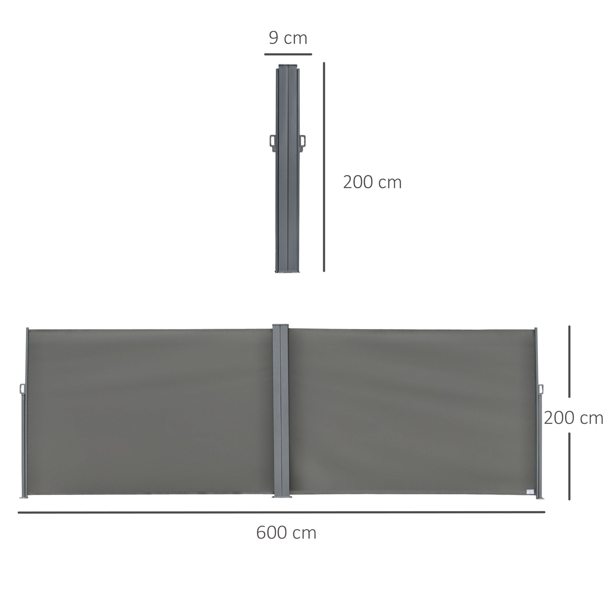 Outsunny 6 x 2m Retractable Sun Side Awning Screen Fence Patio Garden Wall Balcony Screening Panel Outdoor Blind Privacy Divider – Grey - North Peak Garden Furniture
