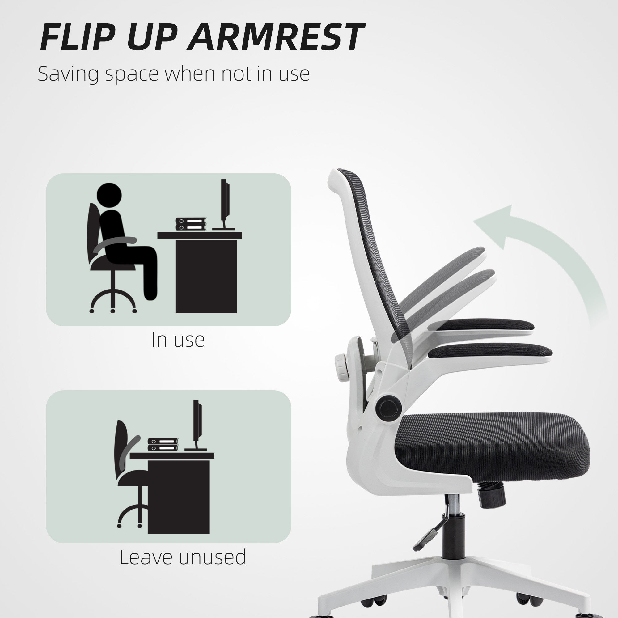 HOMCOM Mesh Back Adjustable Office Chair - Black - North Peak Garden Furniture