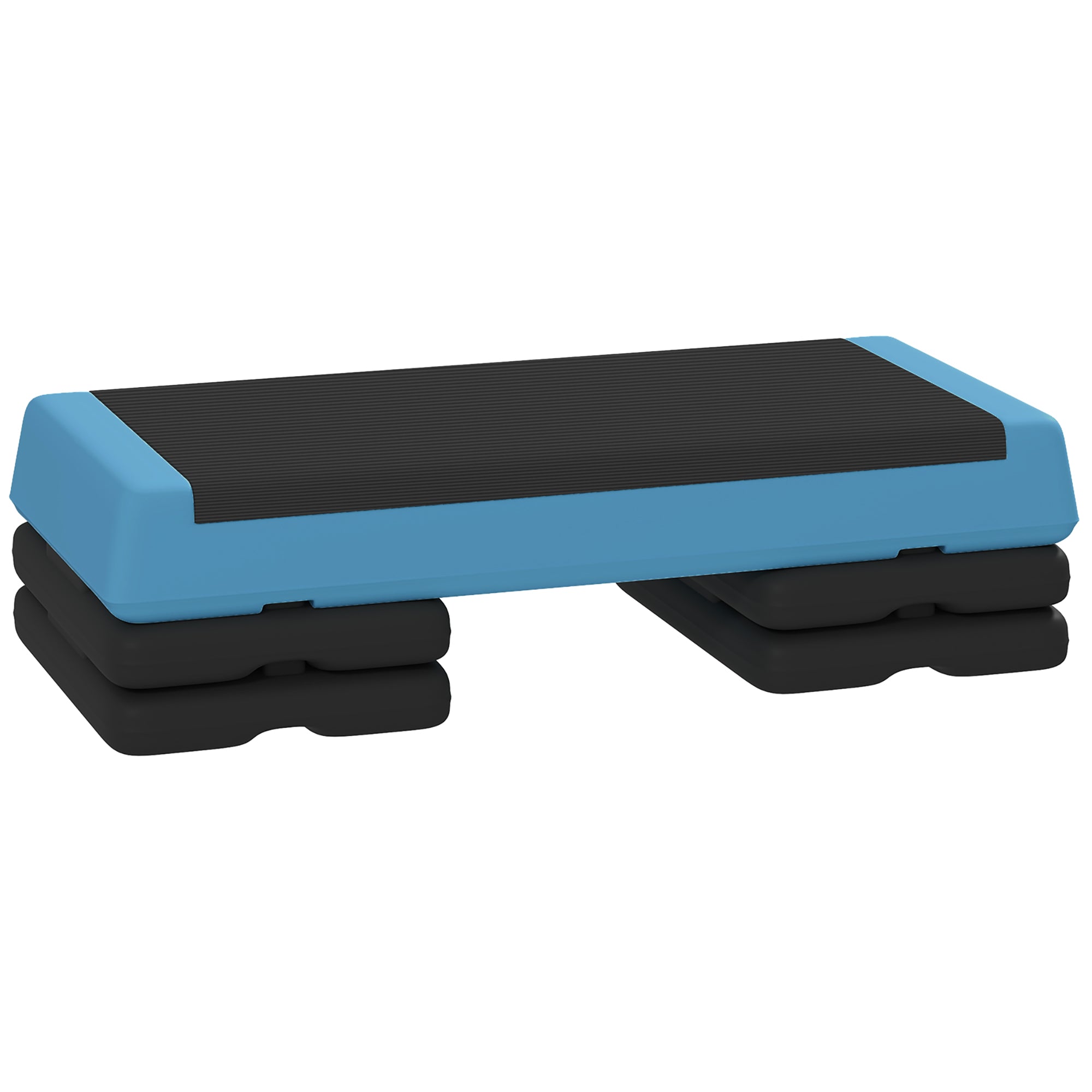 SPORTNOW Fitness Stepper, 3-Height Adjustable Aerobic Step, Non-Slip Exercise Step Board for Home Gym Office Workout, 10.5cm, 15.5cm, 20.5cm, Sky Blue - North Peak Garden Furniture