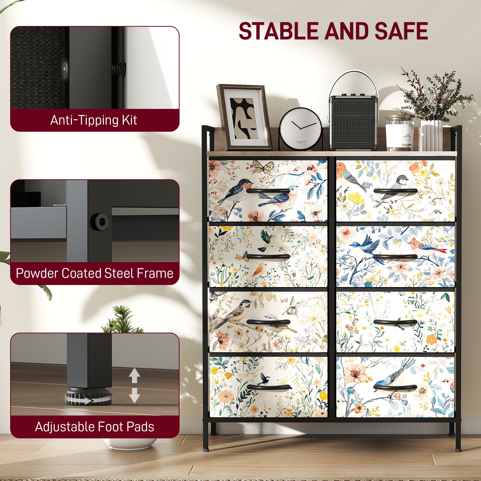 HOMCOM 8-Drawer Chest of Drawers - White