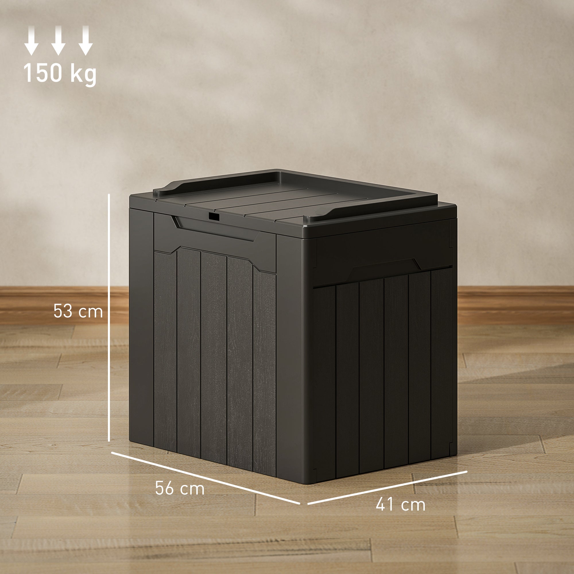 HOMCOM 107 L Plastic Storage Chest with Lid - Charcoal Grey - North Peak Garden Furniture