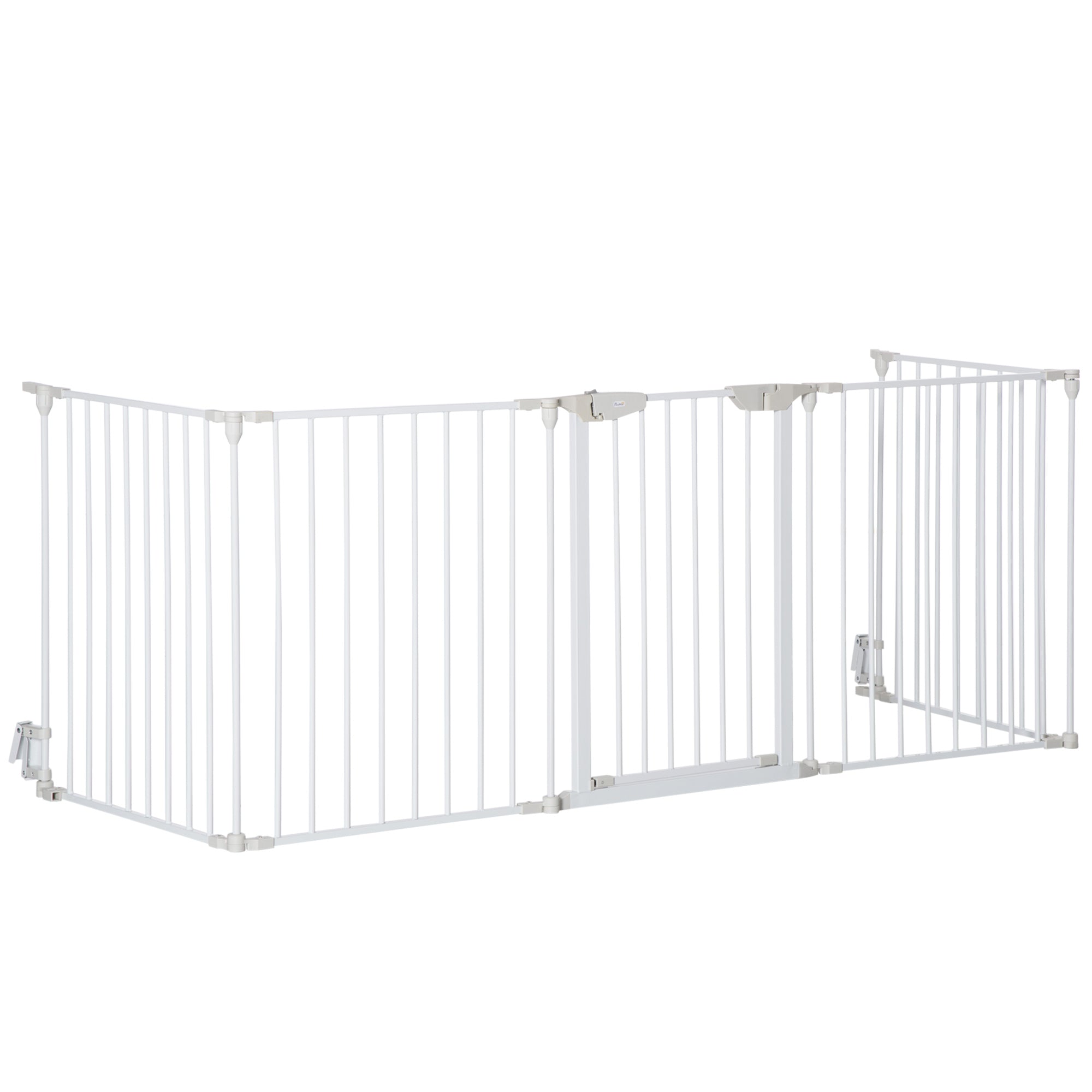 PawHut 5 Panels Pet Playpen Metal Fence w/ Walk Through Door - White