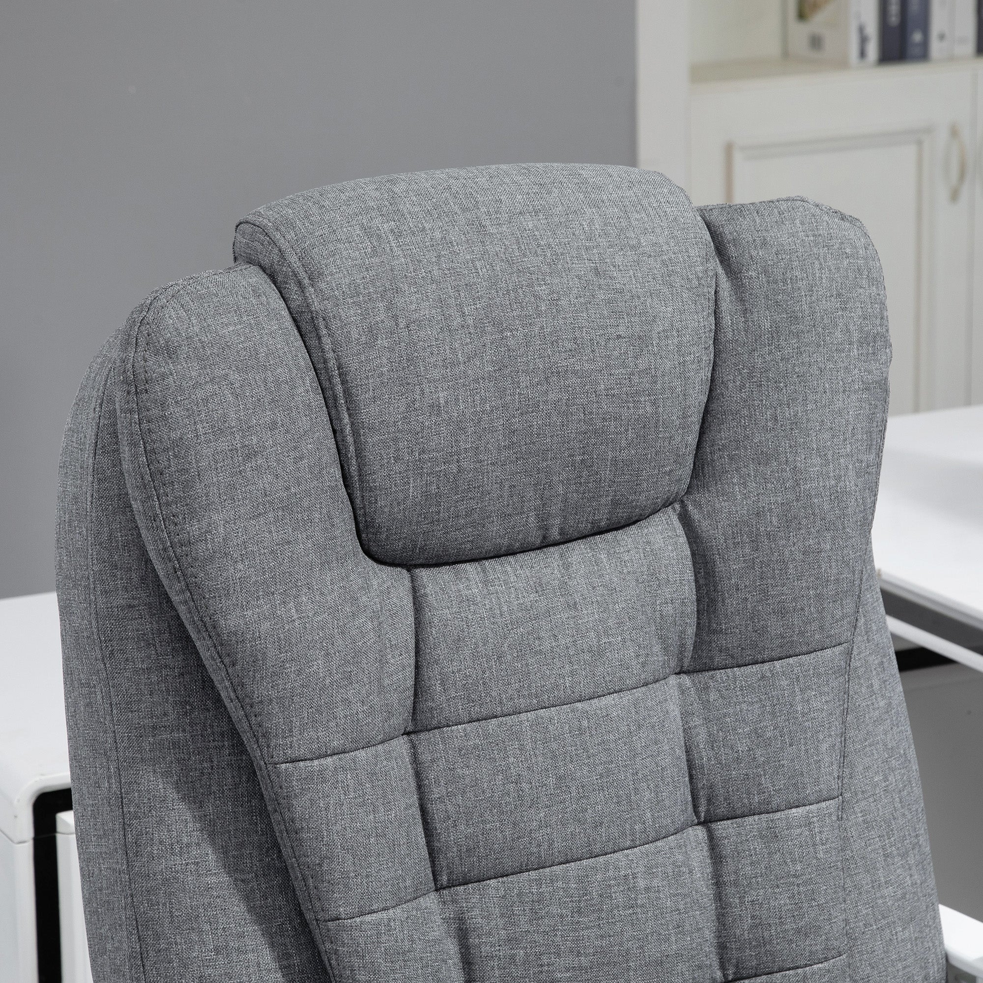 Vinsetto Heated 6 Points Vibration Massage Executive Office Chair Adjustable Swivel Ergonomic High Back Desk Chair Recliner with Footrest Grey - North Peak Garden Furniture