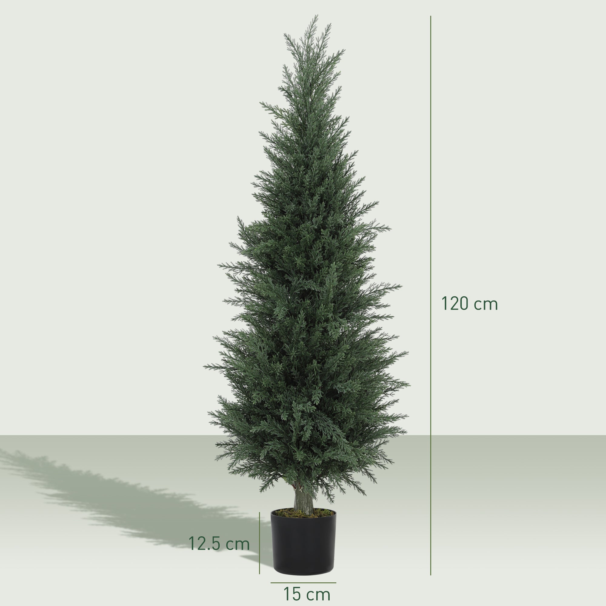 HOMCOM Set of 2 Decorative Artificial Plant, 120 cm Cypress Tree with 638 Leaves in Pot, UV-Resistant Plastic Fake Tree for Indoor Outdoor Home Office - North Peak Garden Furniture