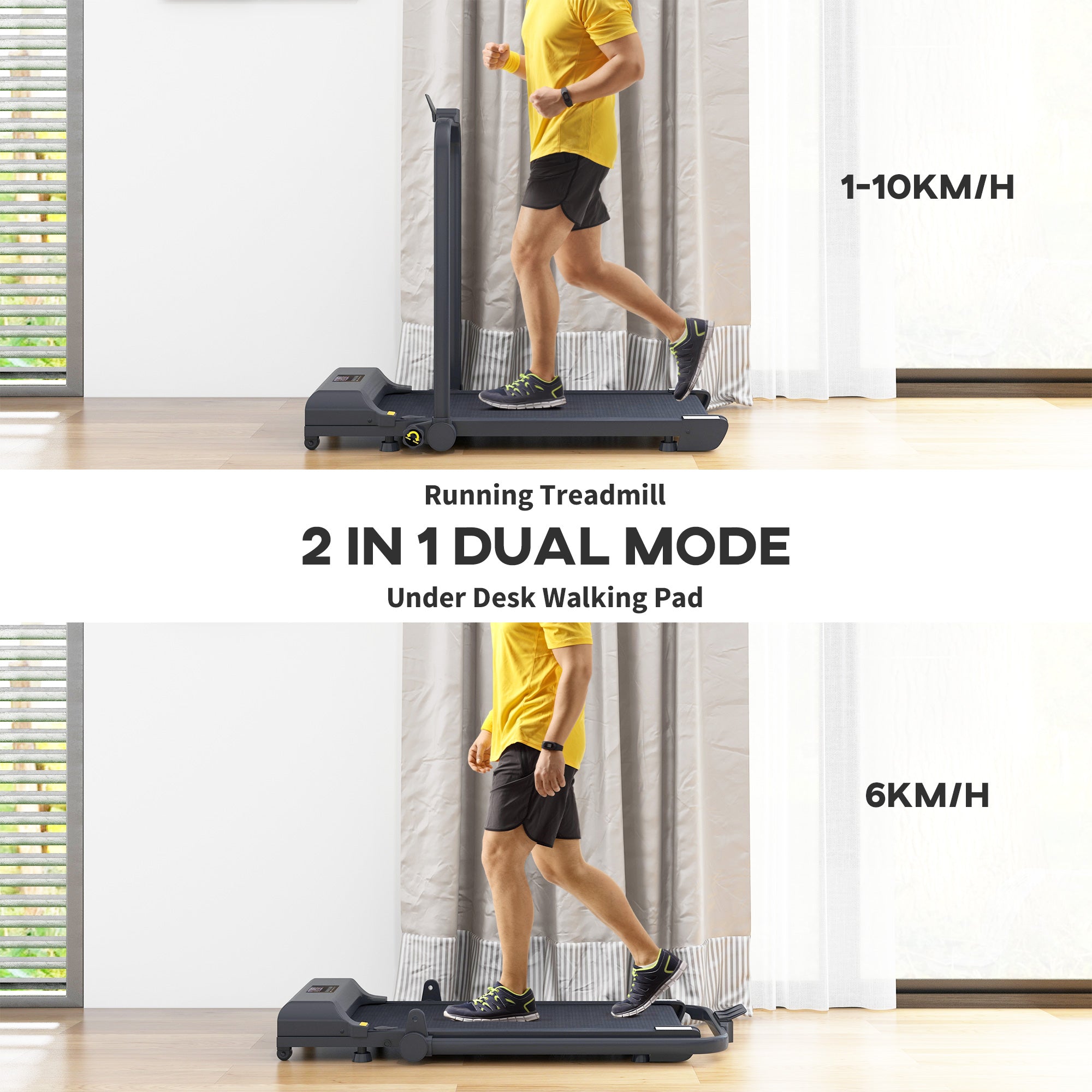 HOMCOM 2.5HP Walking Pad Treadmill, Folding Under Desk Treadmill, Walking Machine, 1-10km/h, with Remote Control - North Peak Garden Furniture