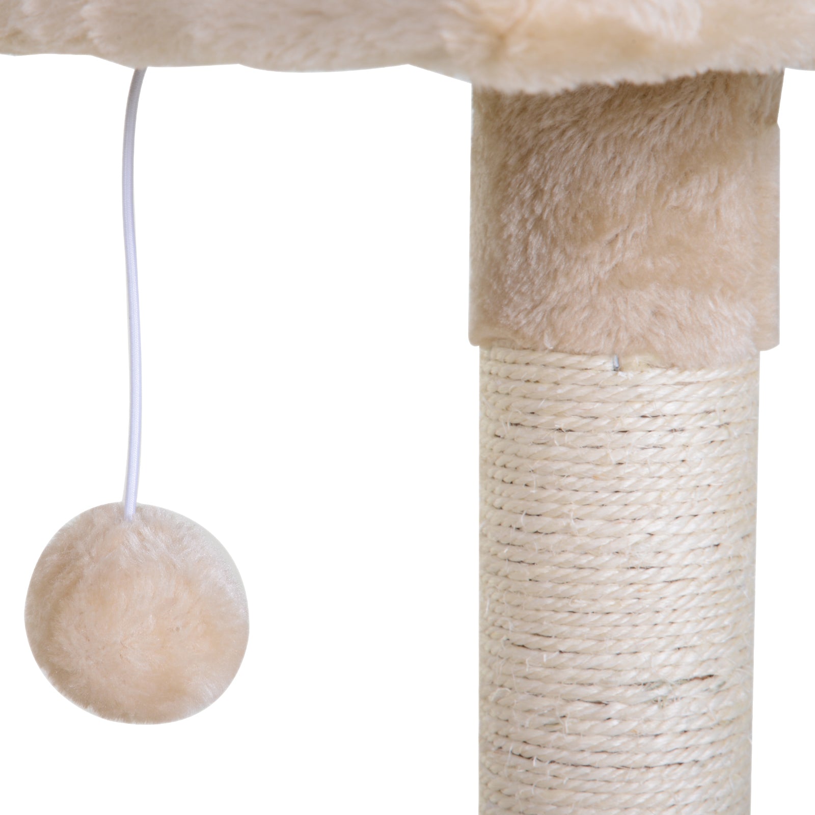 PawHut 70cm 2-Tier Cat Tree with Hammock Bed, Natural Sisal Scratching Post & Dangle Toy, Pet Scratch Stand