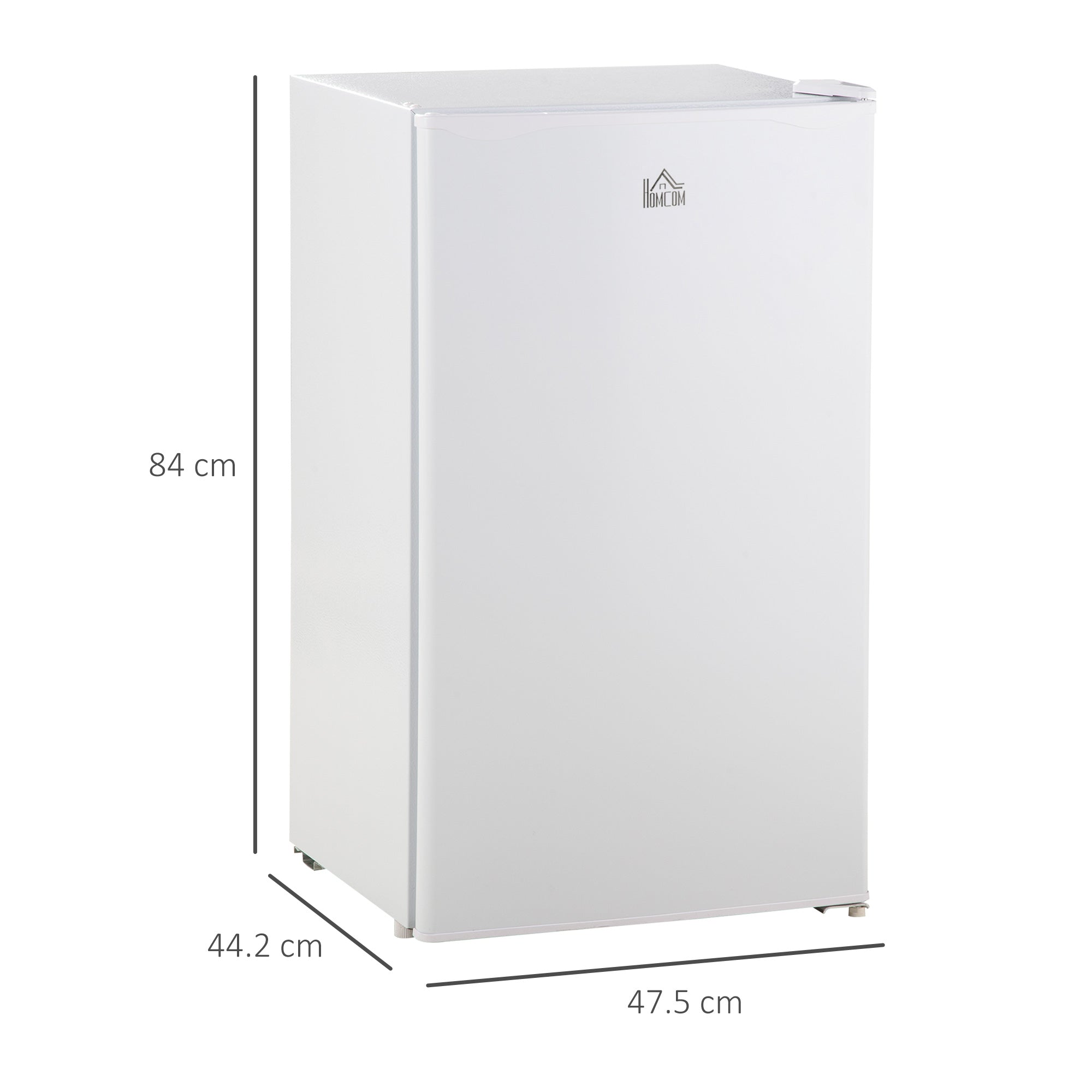 HOMCOM 91 Litre Freestanding Under Counter Fridge Freezer with Chiller Box, Reversible Door, Adjustable Thermostat, 47.5cm Wide, Noise Level: Decibels 40, White