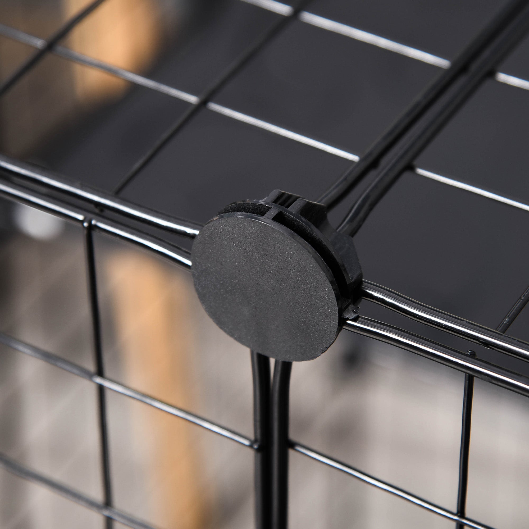 PawHut Pet Playpen DIY Small Animal Cage Enclosure Metal Wire Fence 39 Panels with 3 Doors 2 Ramps for Kitten Bunny Chinchilla Pet Mink Black - North Peak Garden Furniture