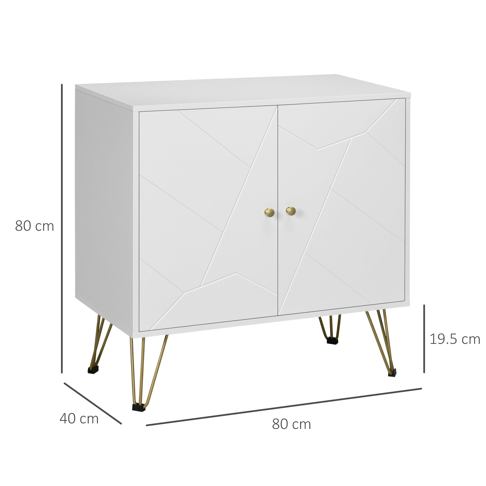 HOMCOM Storage Cabinet Slim Sideboard with Golden Hairpin Legs Adjustable Shelves for Living Room Dining Room Hallway White - North Peak Garden Furniture