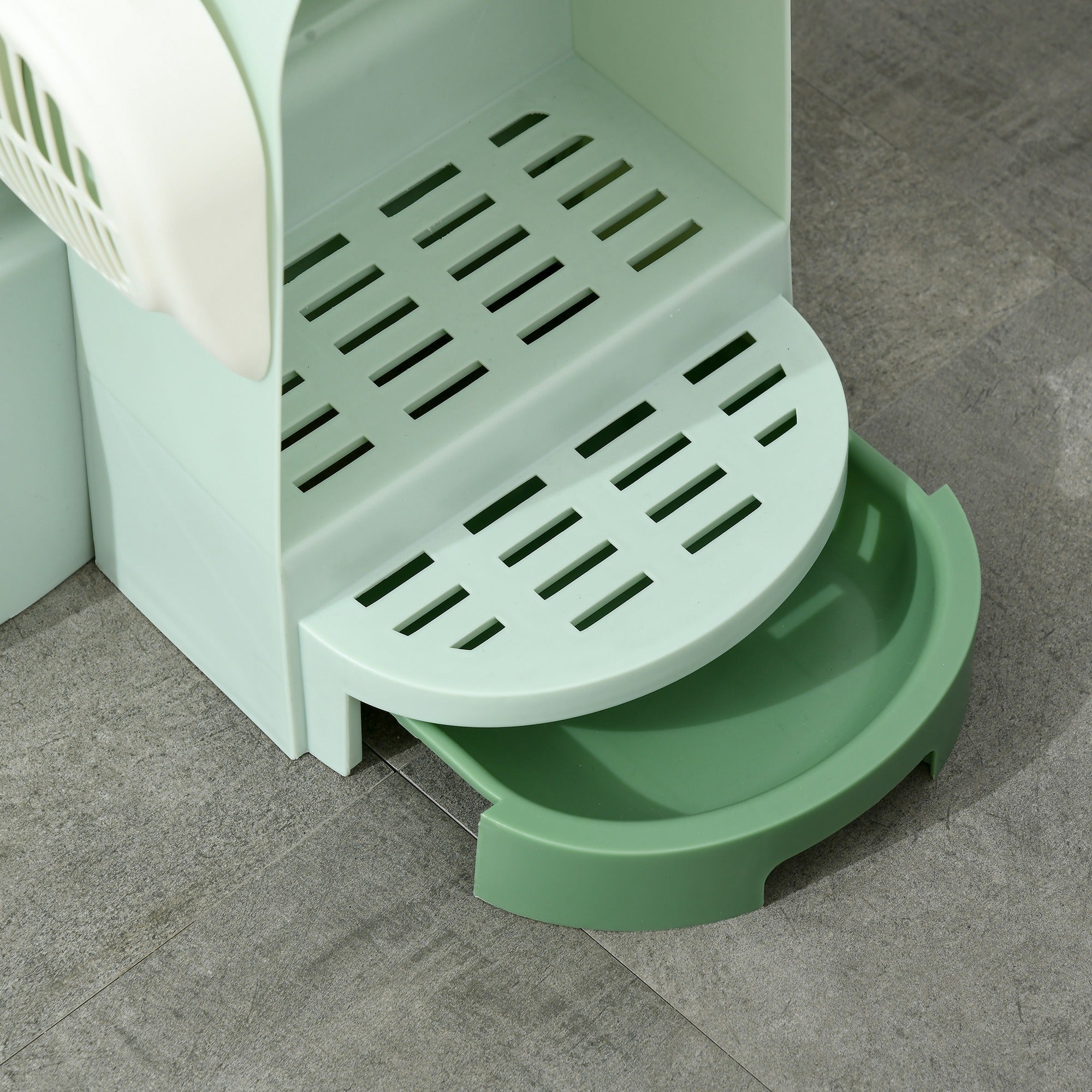 PawHut 2 in 1 Cat Litter Box, with Drawer Pans, Scoop, Openable Cover - Green - North Peak Garden Furniture
