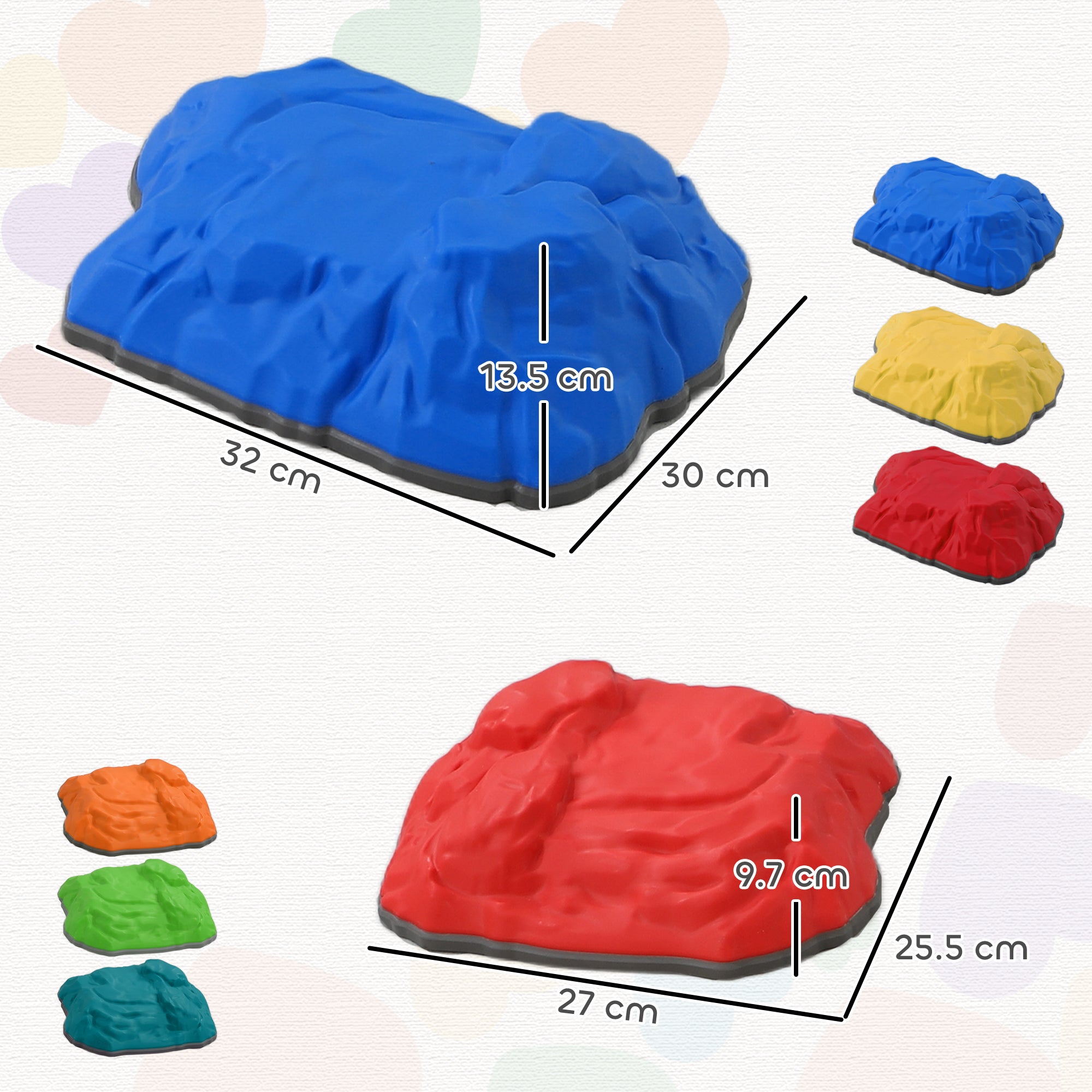 AIYAPLAY Balance Stepping Stones for Kids with Non-slip Bottom, Indoor Outdoor Obstacle Course for Ages 3-8 Years, Multicoloured - North Peak Garden Furniture