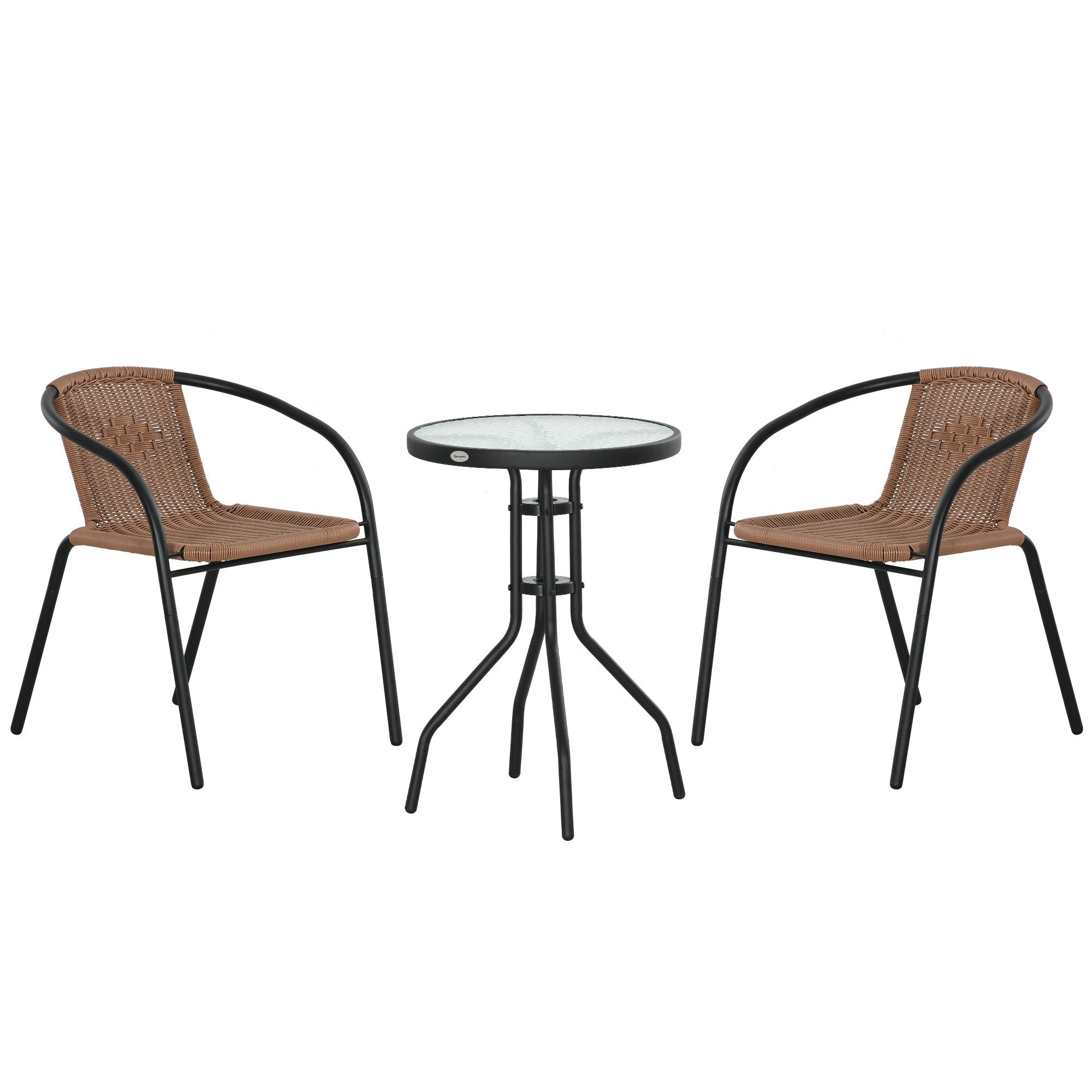 Outsunny 3 Pieces Rattan Bistro Set - Brown