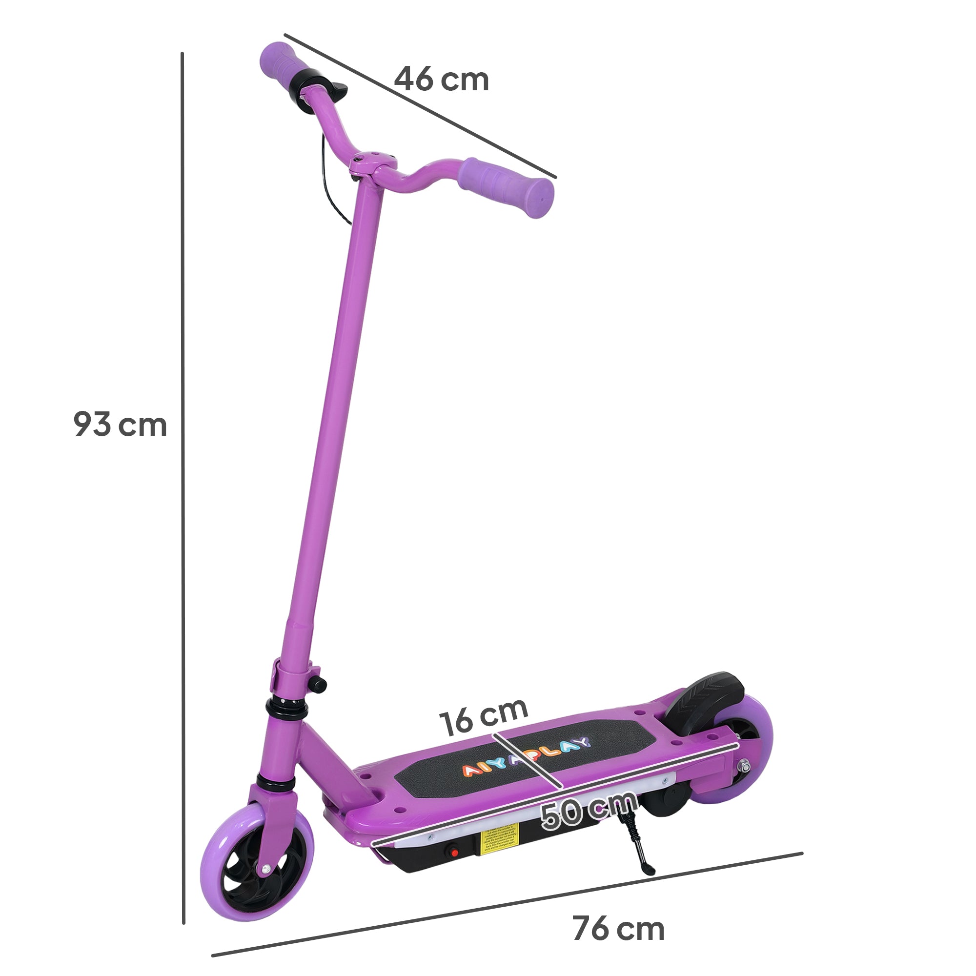 AIYAPLAY Electric Scooter for Ages 6-14, with Colourful Light and Electric Brake, Electric Scooter E Scooter, Up to 10 KM/H & 8 KM, Purple - North Peak Garden Furniture