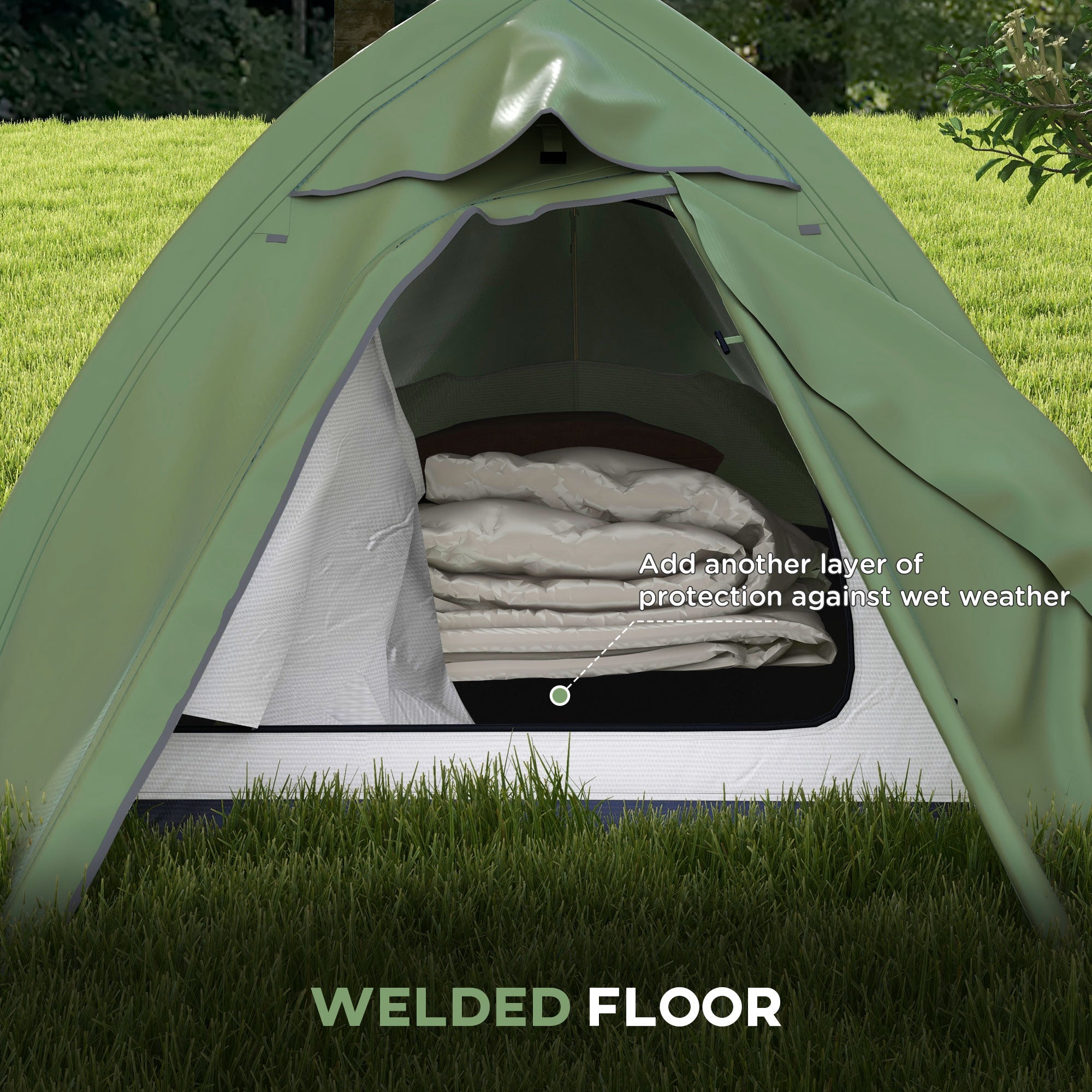 Outsunny Double Layer Camping Tent, 1-2 Man Backpacking Tent with Carry Bag, 2000mm Waterproof and Lightweight, Green - North Peak Garden Furniture