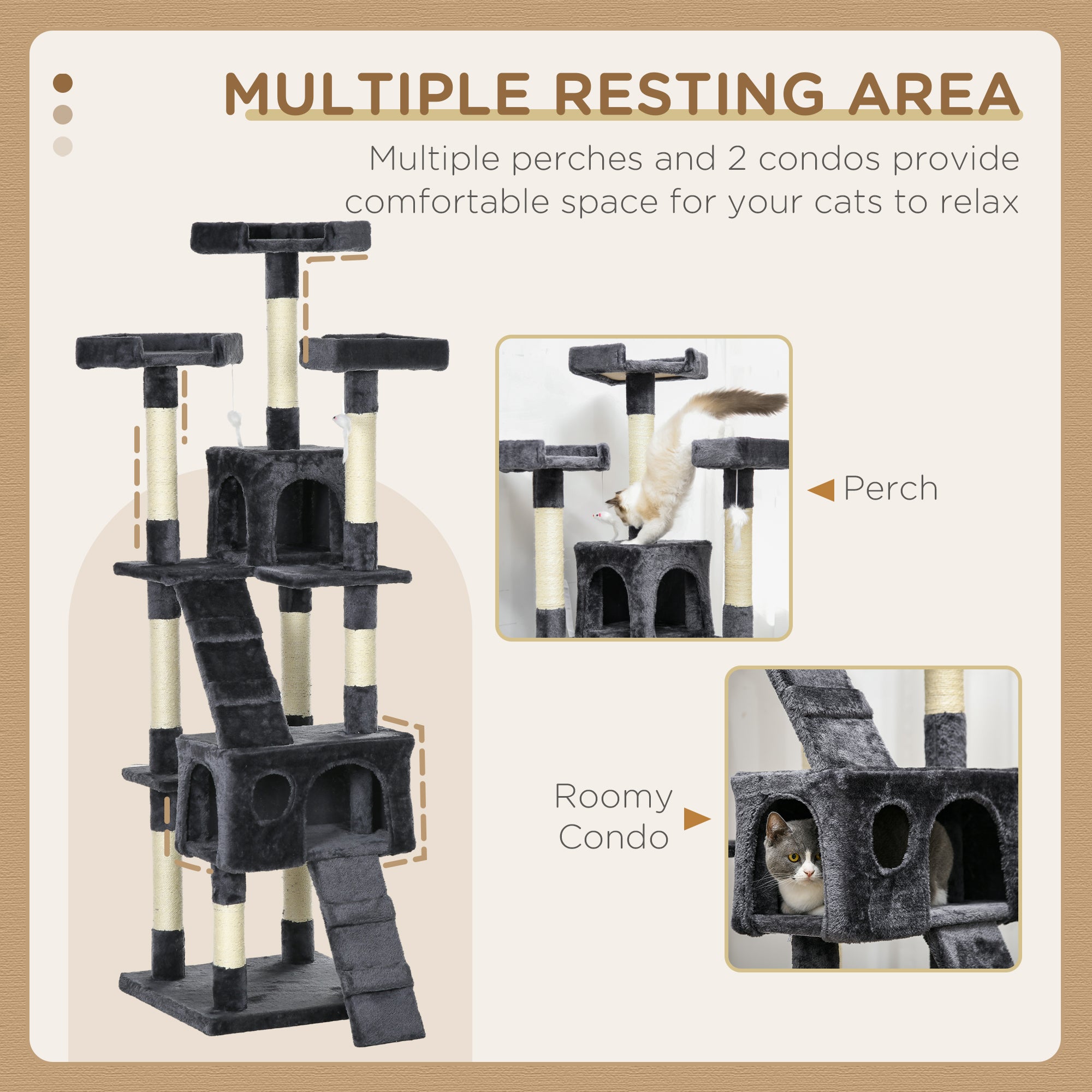 PawHut Cat Tree Scratching House, Activity Play Centre - North Peak Garden Furniture