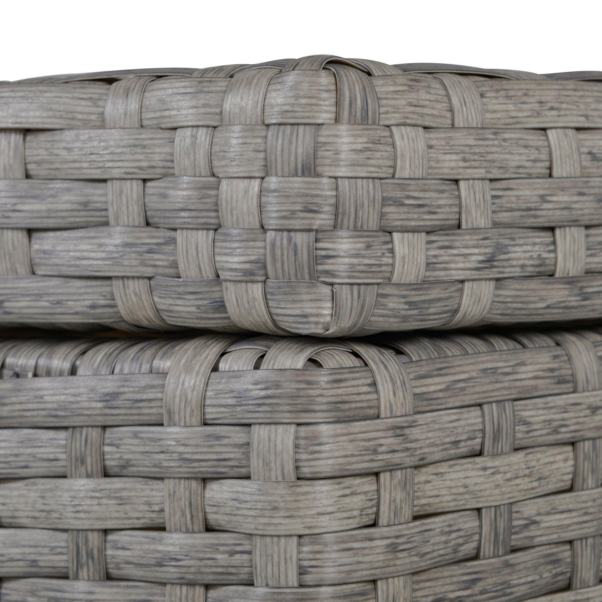 Outsunny 4 PCs PE Rattan Wicker Sofa Set Outdoor Conservatory Furniture Lawn Patio Coffee Table w/ Side Storage Box & Cushion, Grey - North Peak Garden Furniture