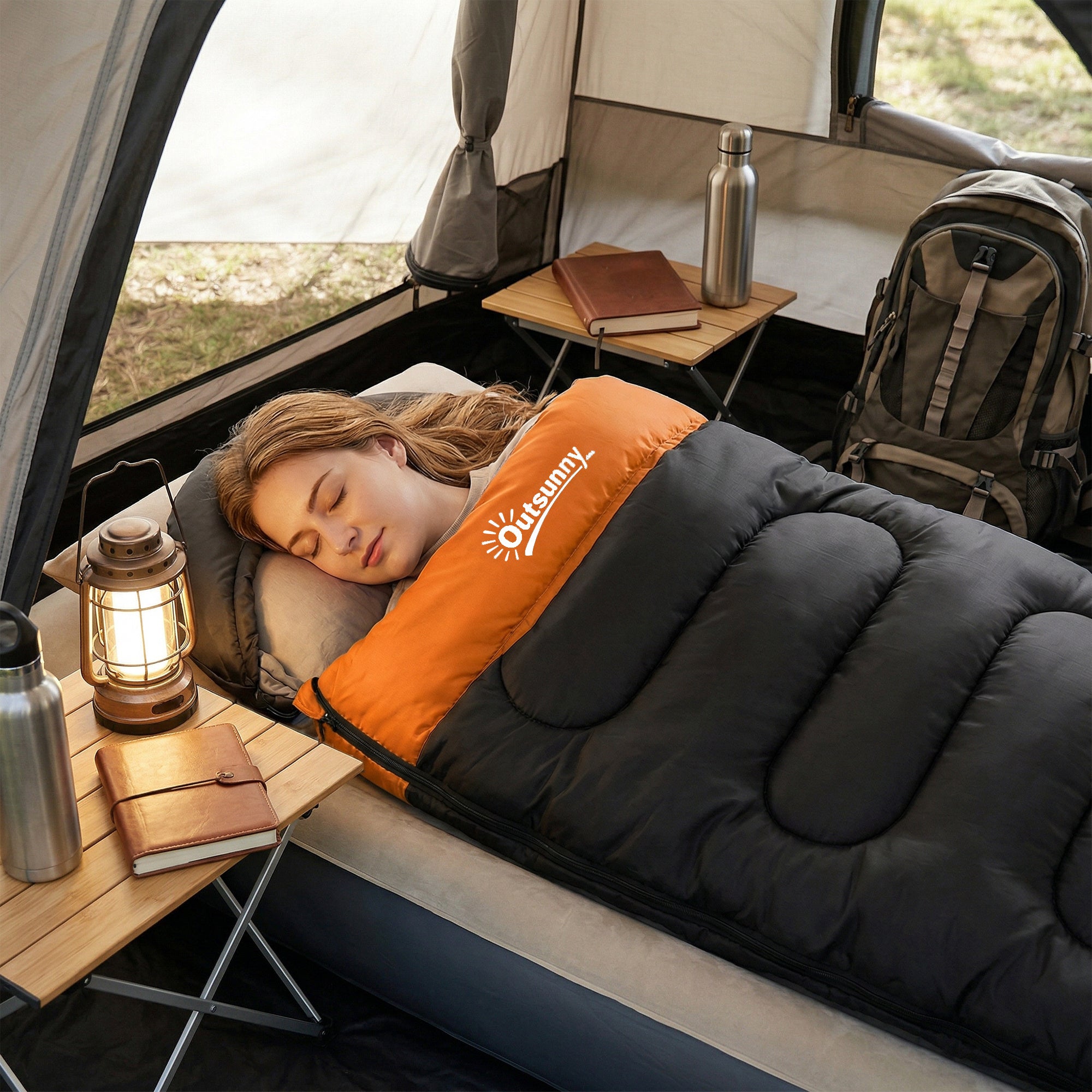 Outsunny Sleeping Bag for Adults, Lightweight & Compact Sleeping Bag, 3 Seasons, Grey