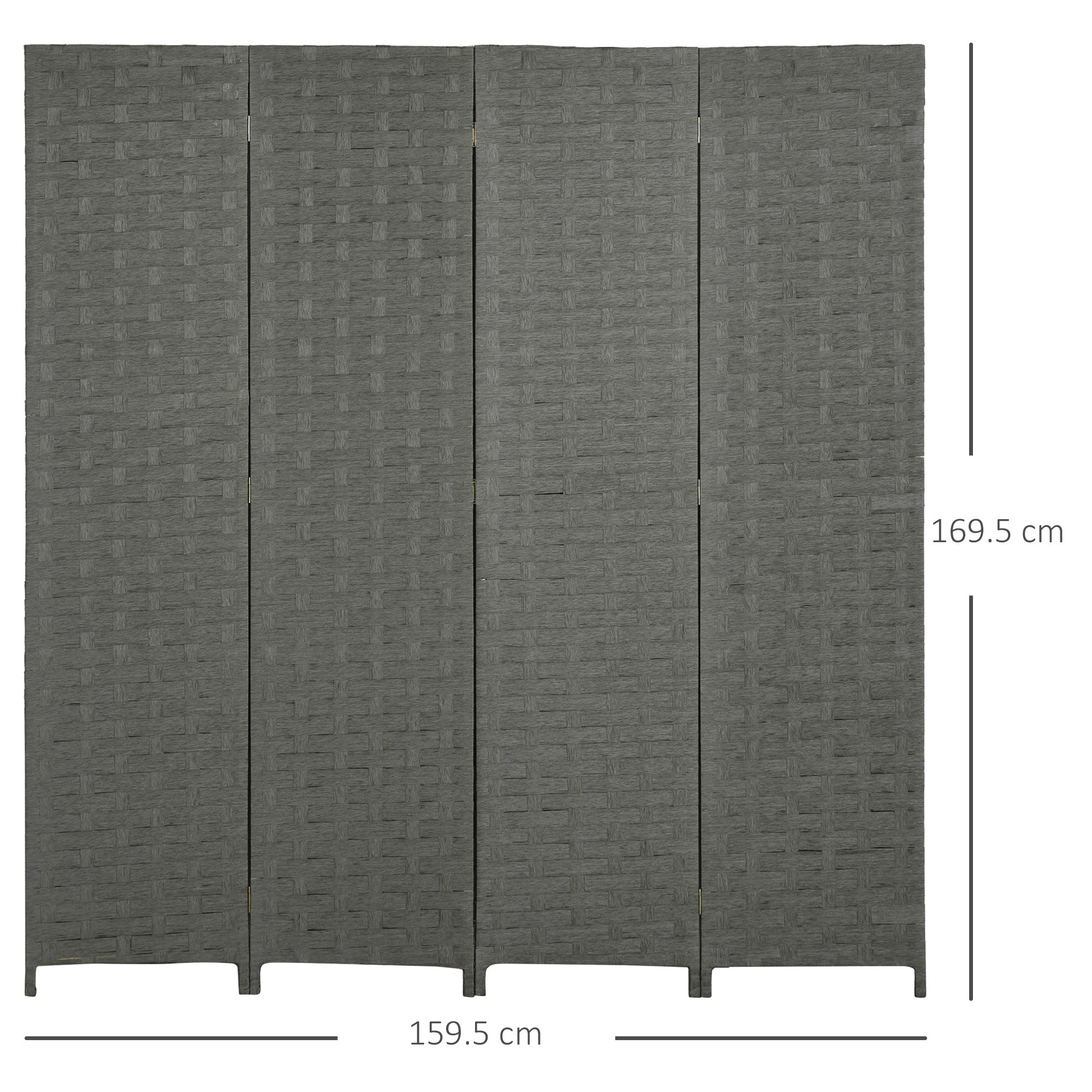 HOMCOM 4-Panel Room Dividers, Wave Fibre Freestanding Folding Privacy Screen Panels, Partition Wall Divider for Indoor Bedroom Office, 170 cm, Grey