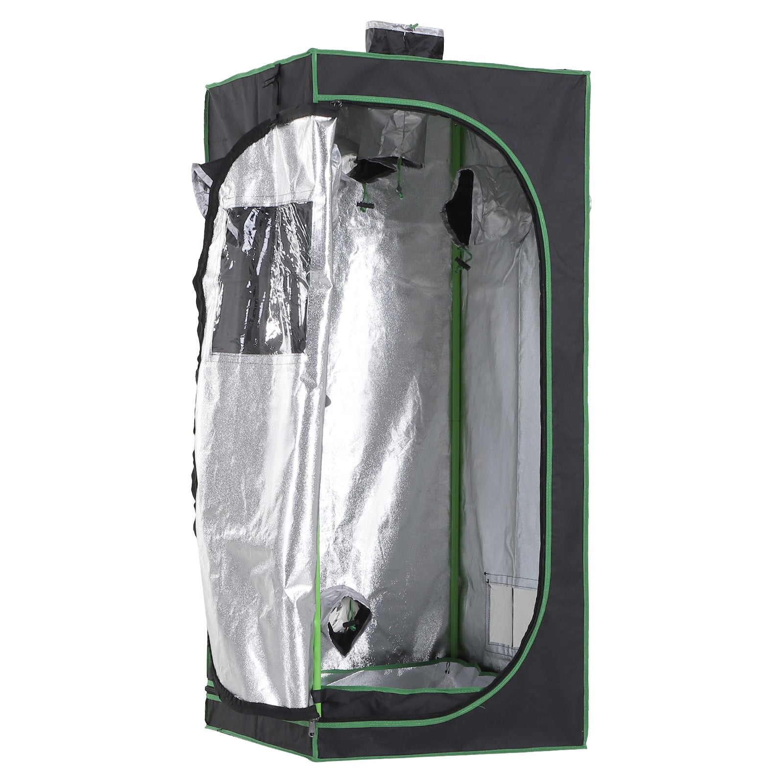 Outsunny Hydroponic Plant Grow Tent  W/ Window Tool Bag, 60L x 60W x 140Hcm-Black/Green