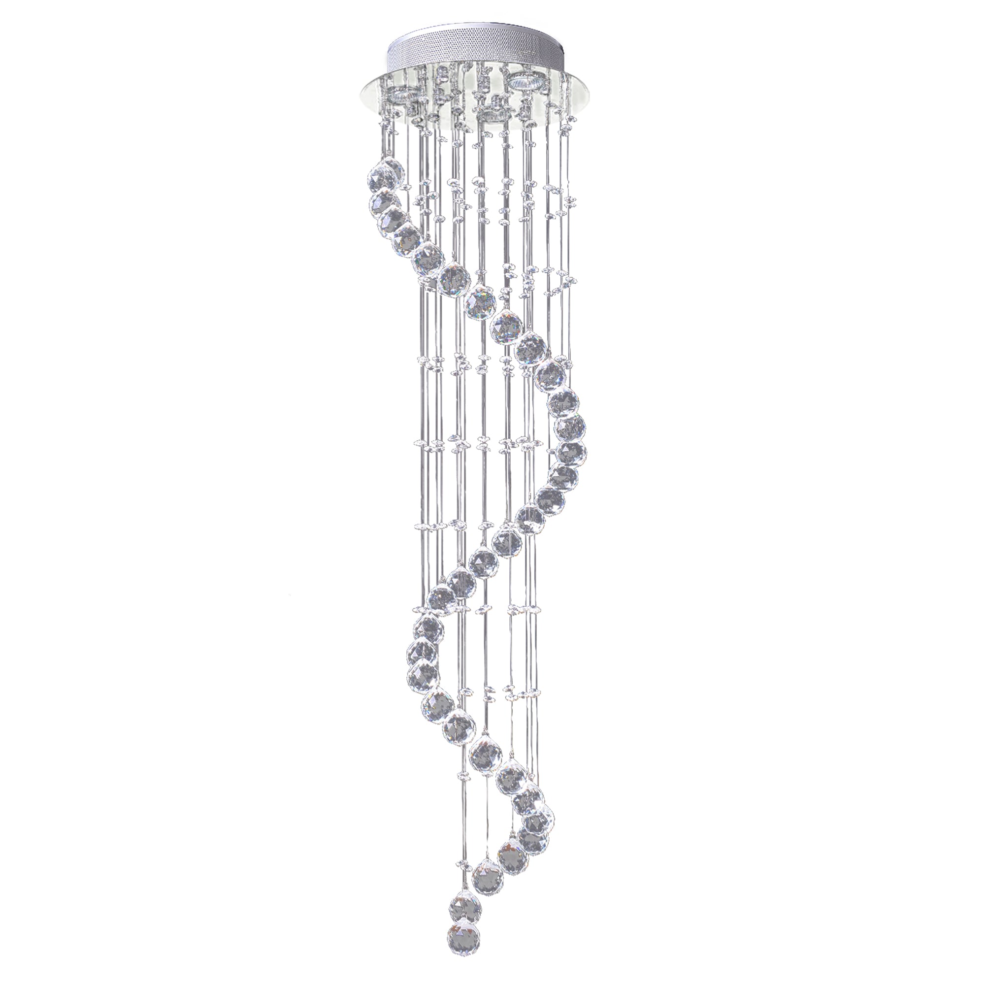 HOMCOM Modern Crystal Chandelier Ceiling Light Pendant Lamp Chrome Finish Glass Droplets New, Ф30 x 120cm - North Peak Garden Furniture