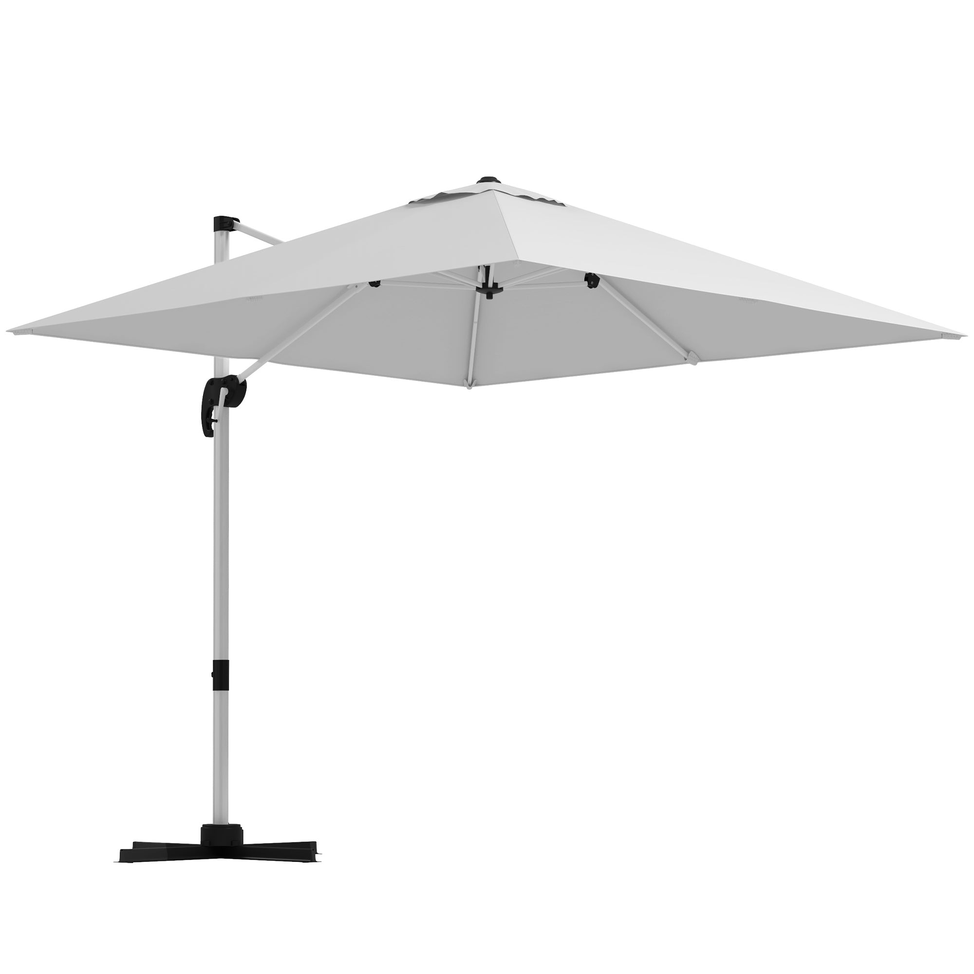 Outsunny Square Cantilever Garden Parasol, with Five-Position Canopy - White