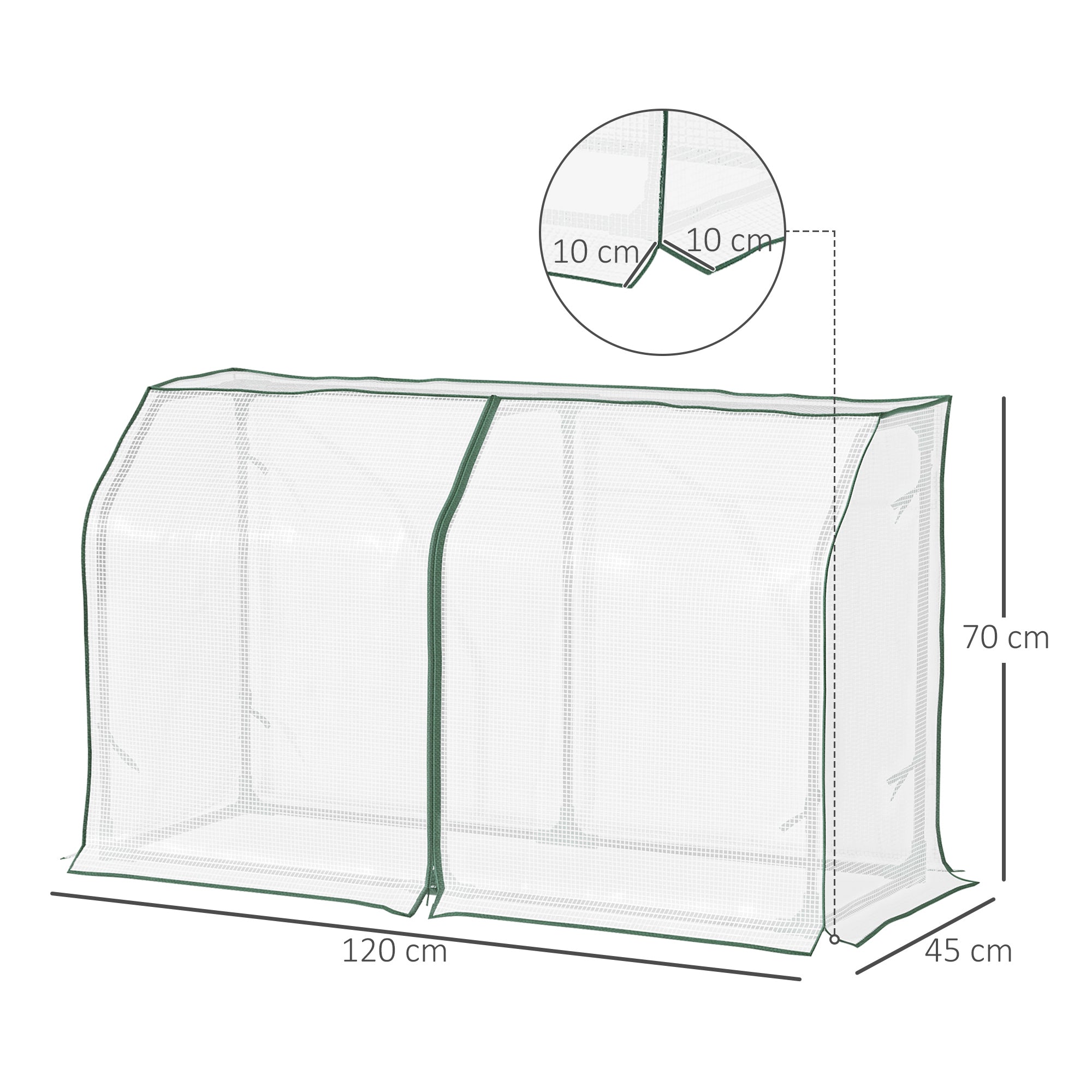 Outsunny Mini Greenhouse Portable Garden Growhouse for Plants with Zipper Design for Outdoor, Indoor, 120 x 45 x 70cm, White | Aosom UK