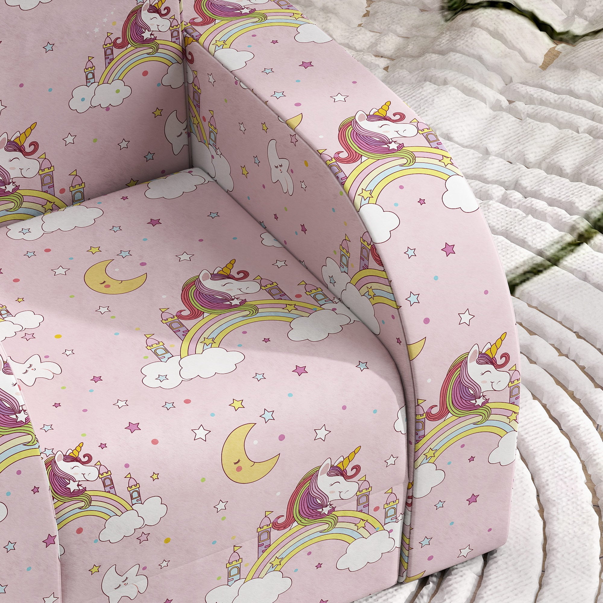 AIYAPLAY Foldable Toddler Chair Soft Snuggle Sponge Filled for Bedroom Playroom, Aged 18 Months to 3 Years - Pink - North Peak Garden Furniture