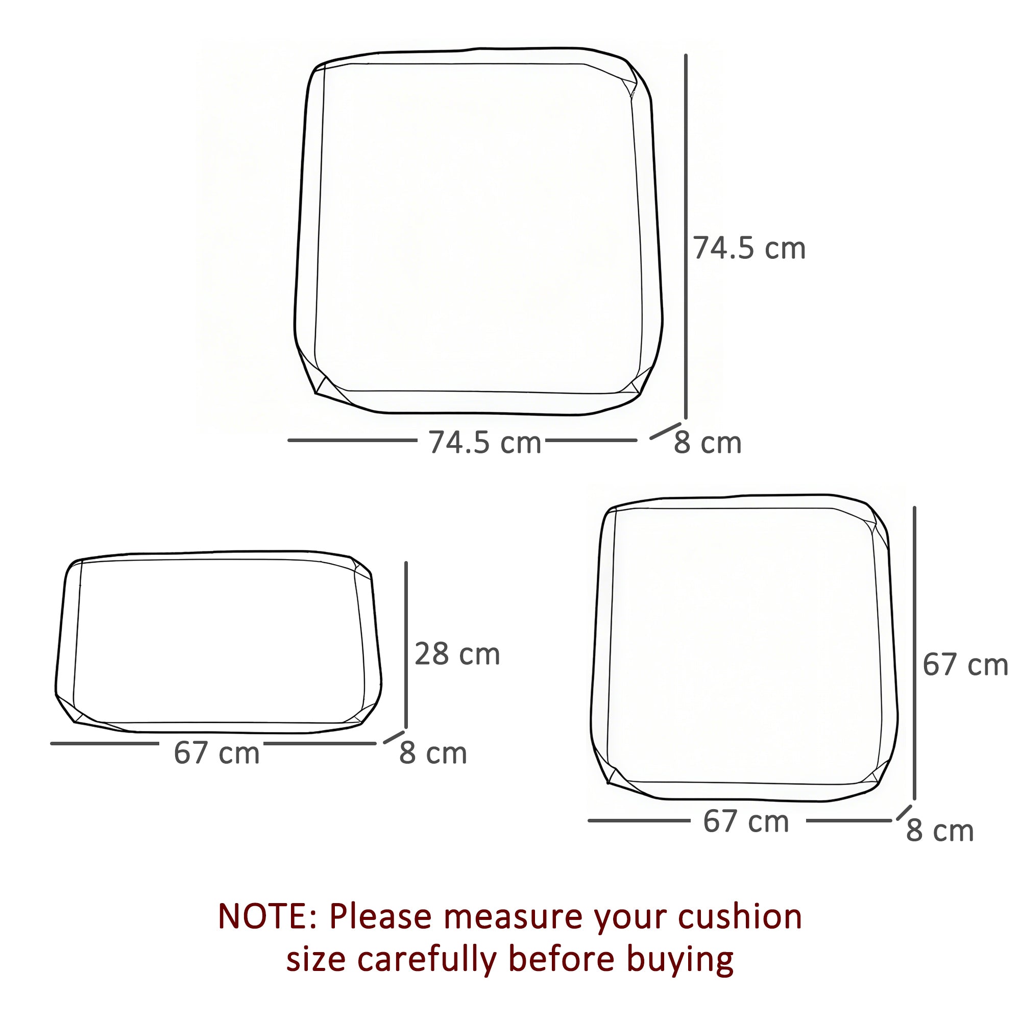 Outsunny Cushion Cover Replacement Garden Rattan Patio Furniture Seat Cover