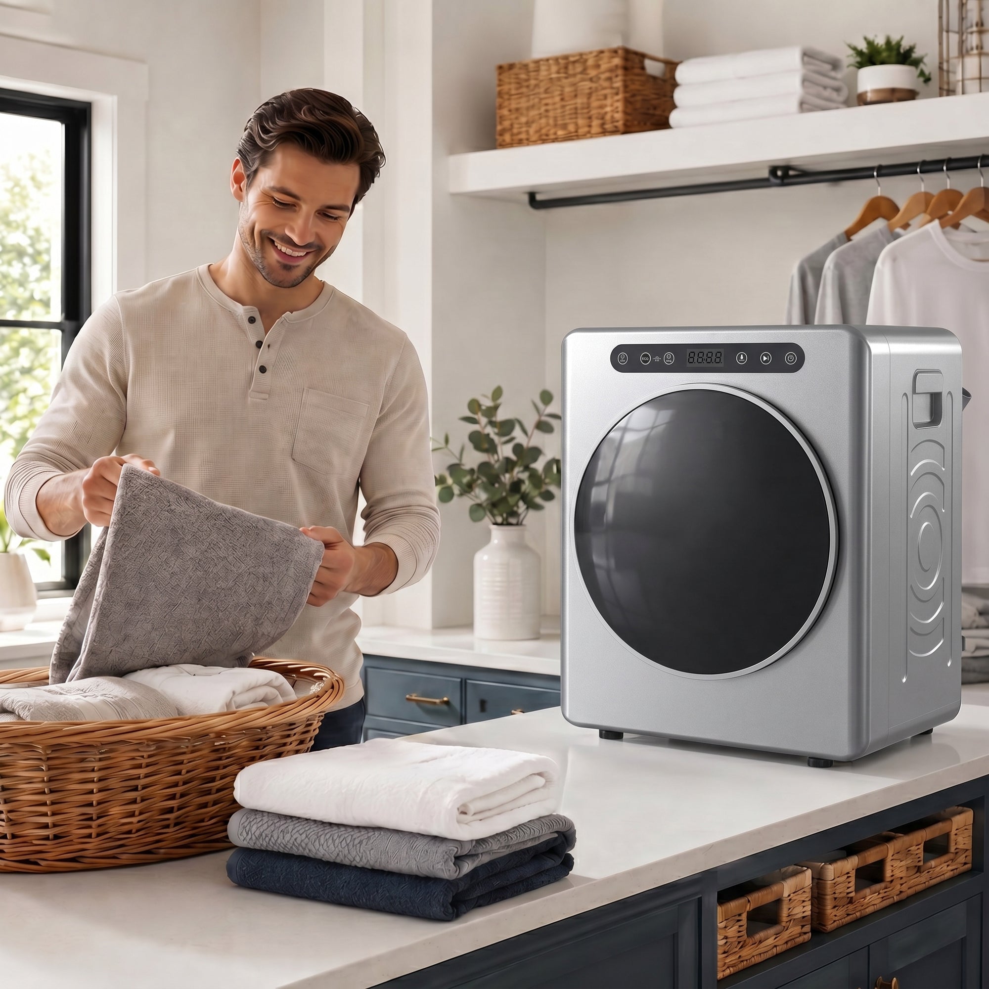 HOMCOM 5 kg Compact 40-60℃  Tumble Dryer - Silver Tone