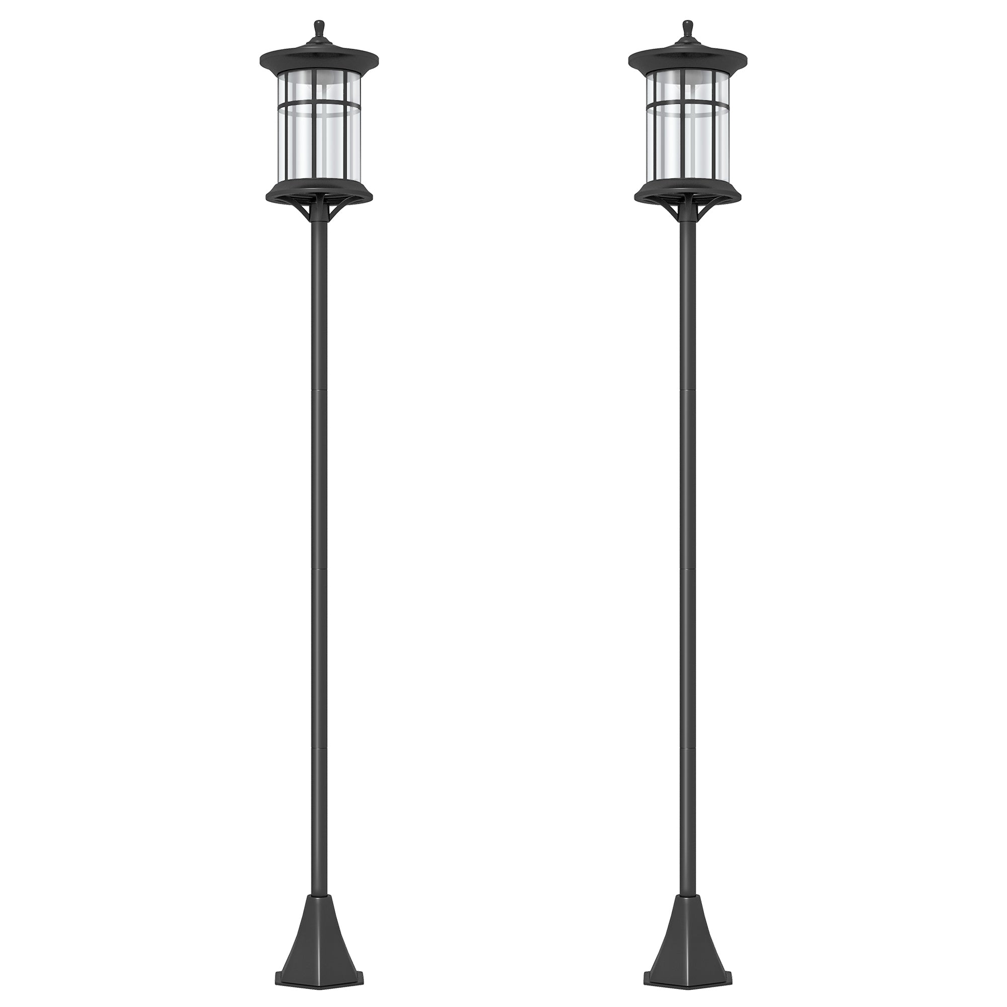 Outsunny Set of Two 1.8m Traditional Style Solar Lamp Posts - Black