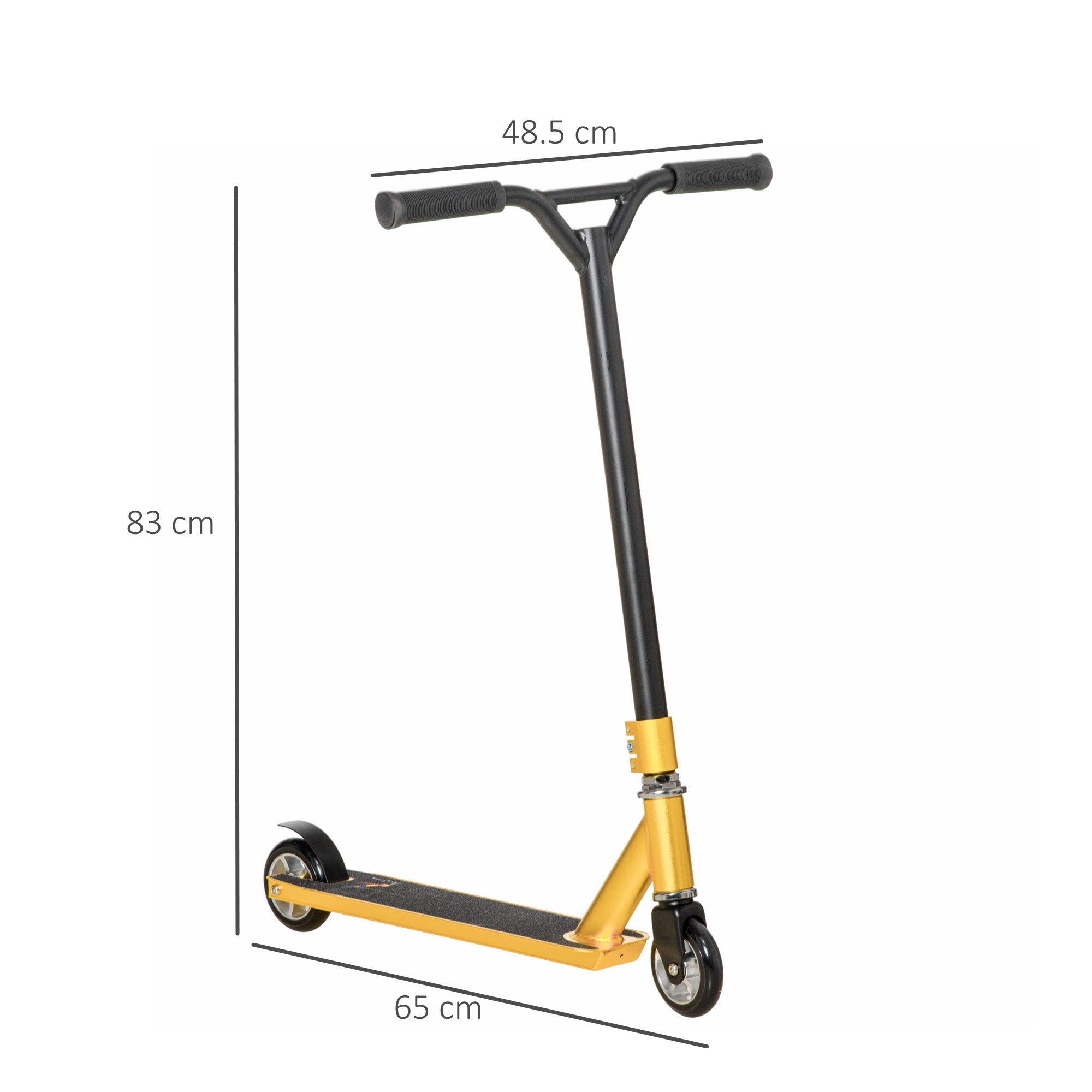 HOMCOM Stunt Scooter, 360° Entry Level Tricks Scooter w/ Lightweight Aluminium Deck and ABEC 7 Bearing, For Age 14+ Beginners, Gold Tone - North Peak Garden Furniture