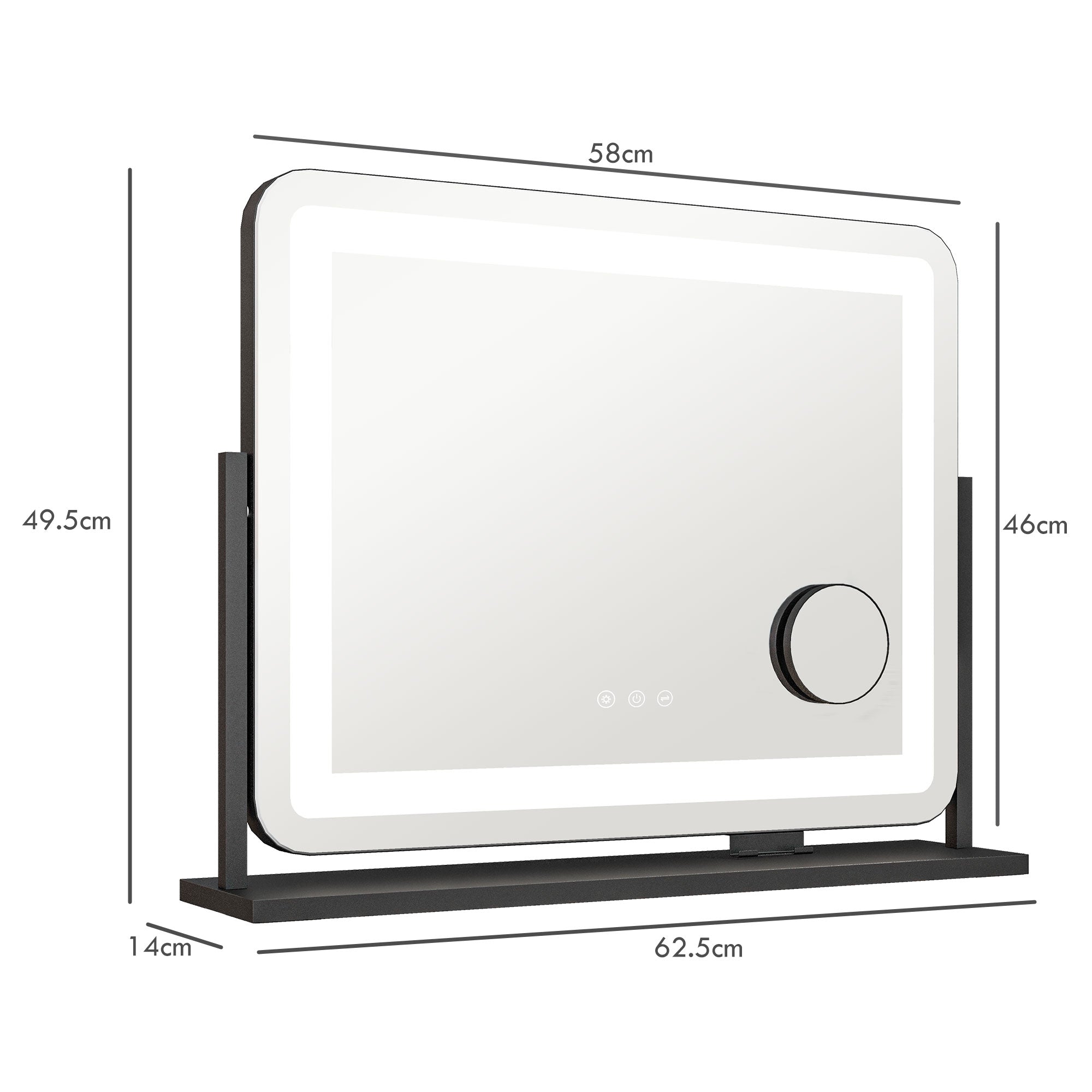 HOMCOM LED Light Tabletop Makeup Mirror, with Adjustable Settings - North Peak Garden Furniture