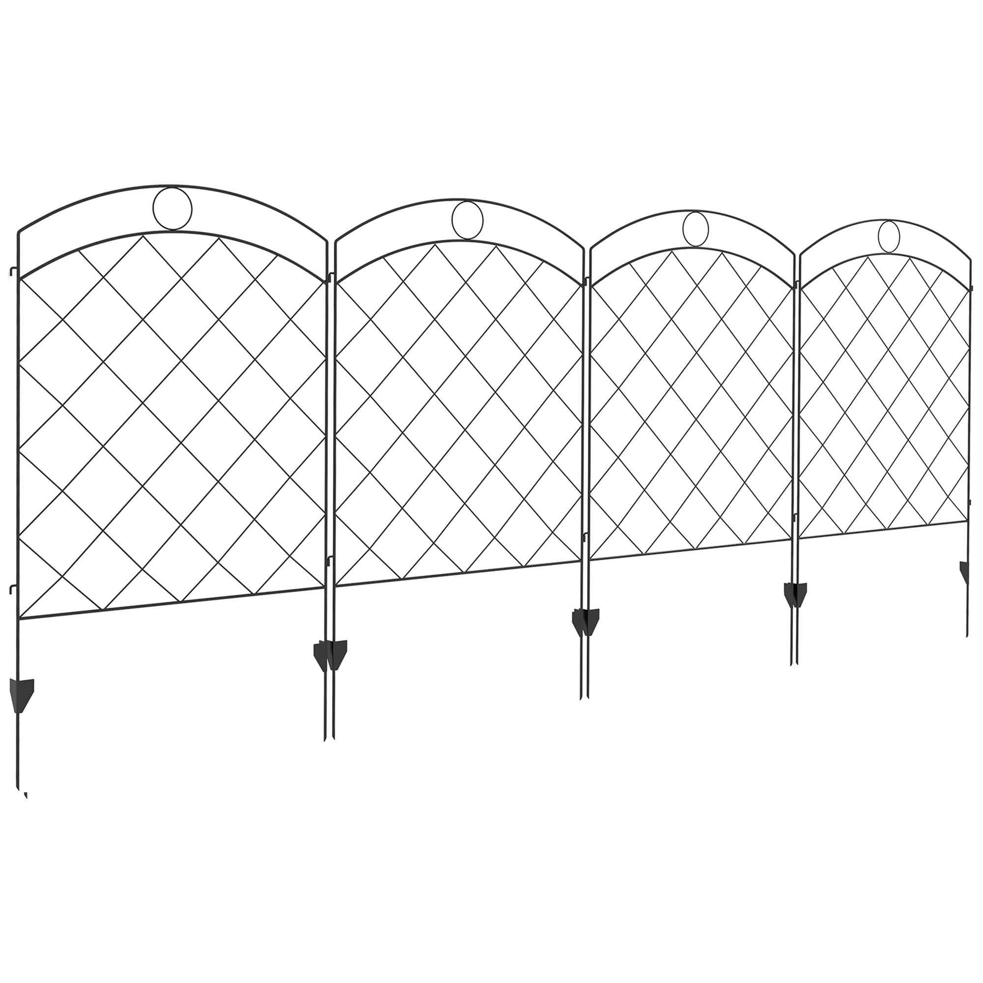 Outsunny Steel Decorative Outdoor Picket Fence Panels Set of 4, Black - North Peak Garden Furniture