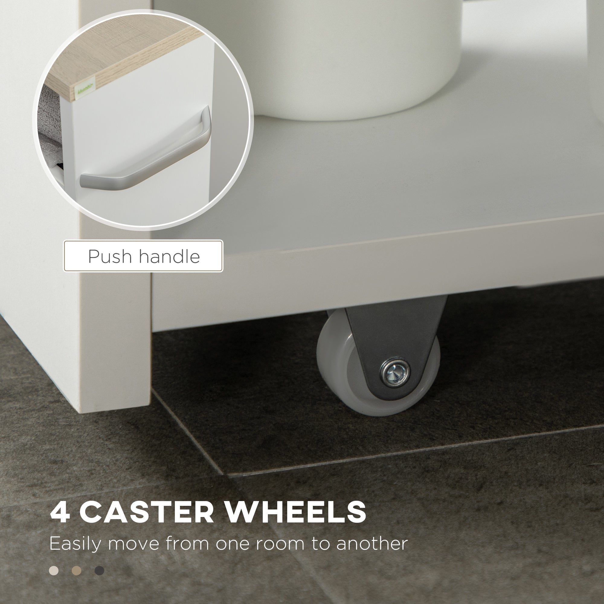 kleankin Storage Cart, 4-Tier Compact Storage Trolley on Wheels and Handle, 48W x 15D x 80H cm, White
