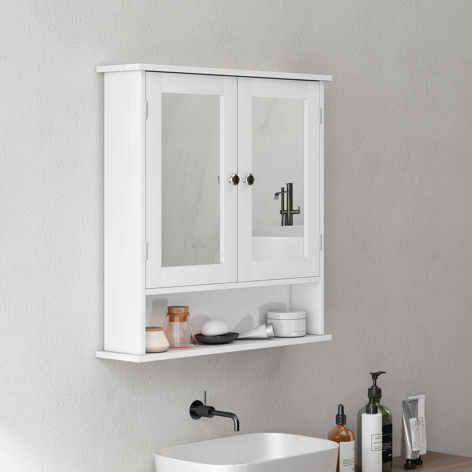 kleankin Bathroom Wall Storage Cabinet - White - North Peak Garden Furniture