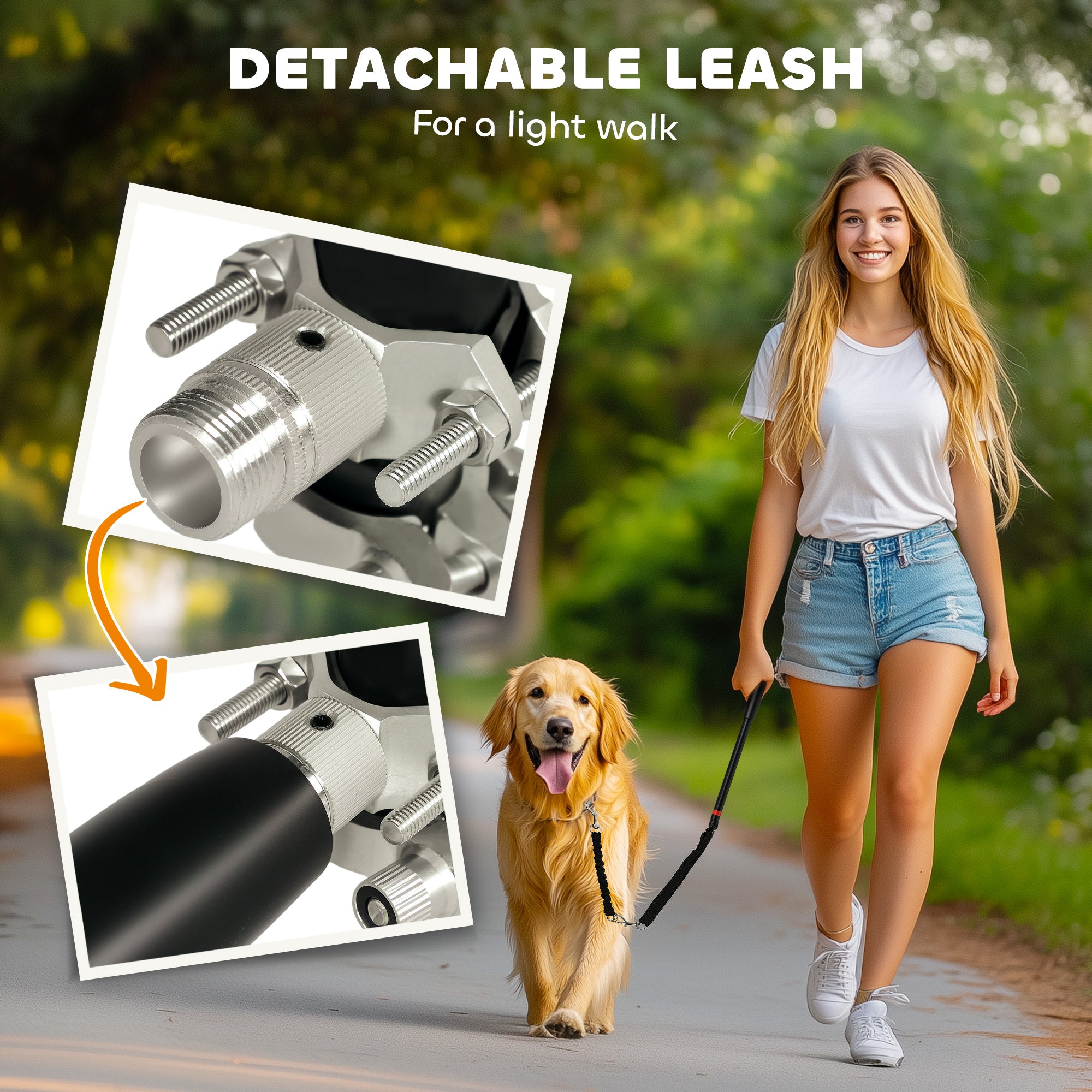 PawHut Dog Lead for Bicycle, Dog Leash for Cycling, Training, Jogging, Black - North Peak Garden Furniture
